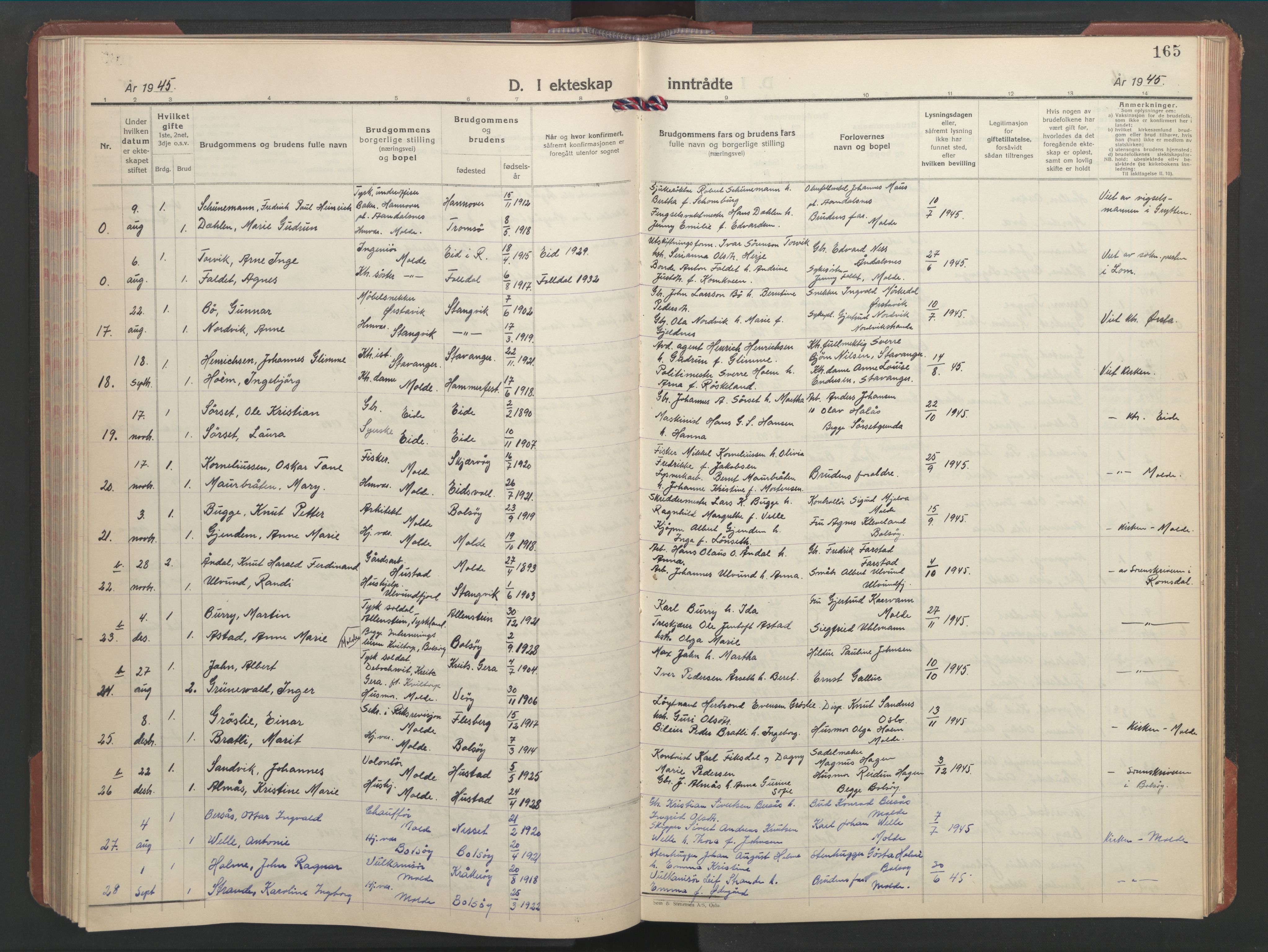 Ministerialprotokoller, klokkerbøker og fødselsregistre - Møre og Romsdal, AV/SAT-A-1454/558/L0705: Klokkerbok nr. 558C06, 1940-1953, s. 165