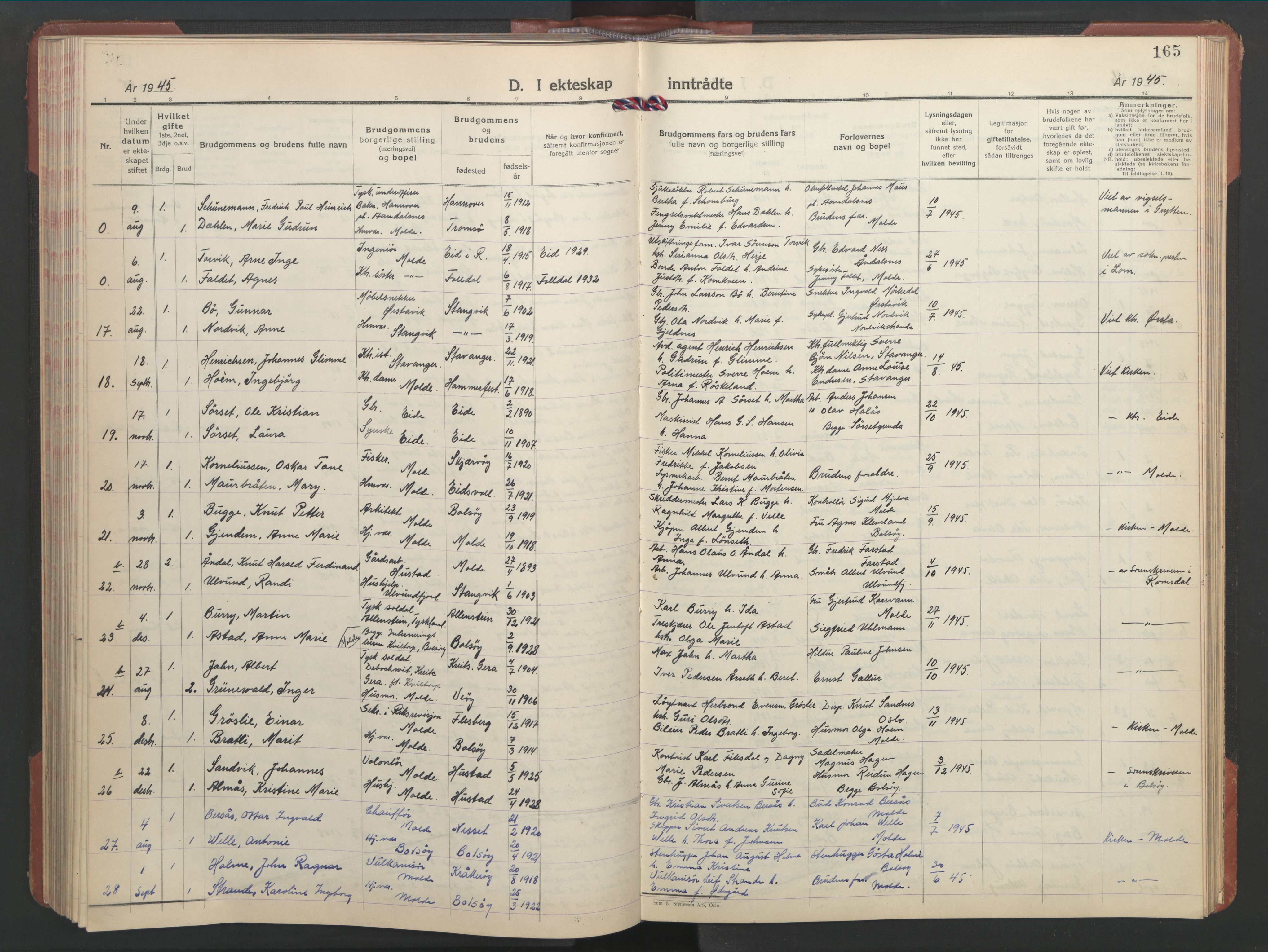 Ministerialprotokoller, klokkerbøker og fødselsregistre - Møre og Romsdal, SAT/A-1454/558/L0705: Klokkerbok nr. 558C06, 1940-1953, s. 165