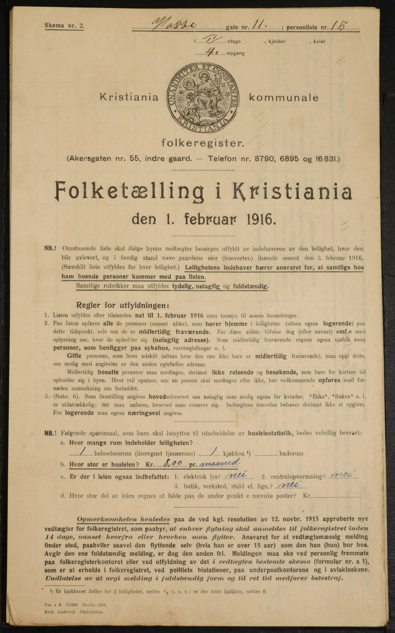 OBA, Kommunal folketelling 1.2.1916 for Kristiania, 1916, s. 129060