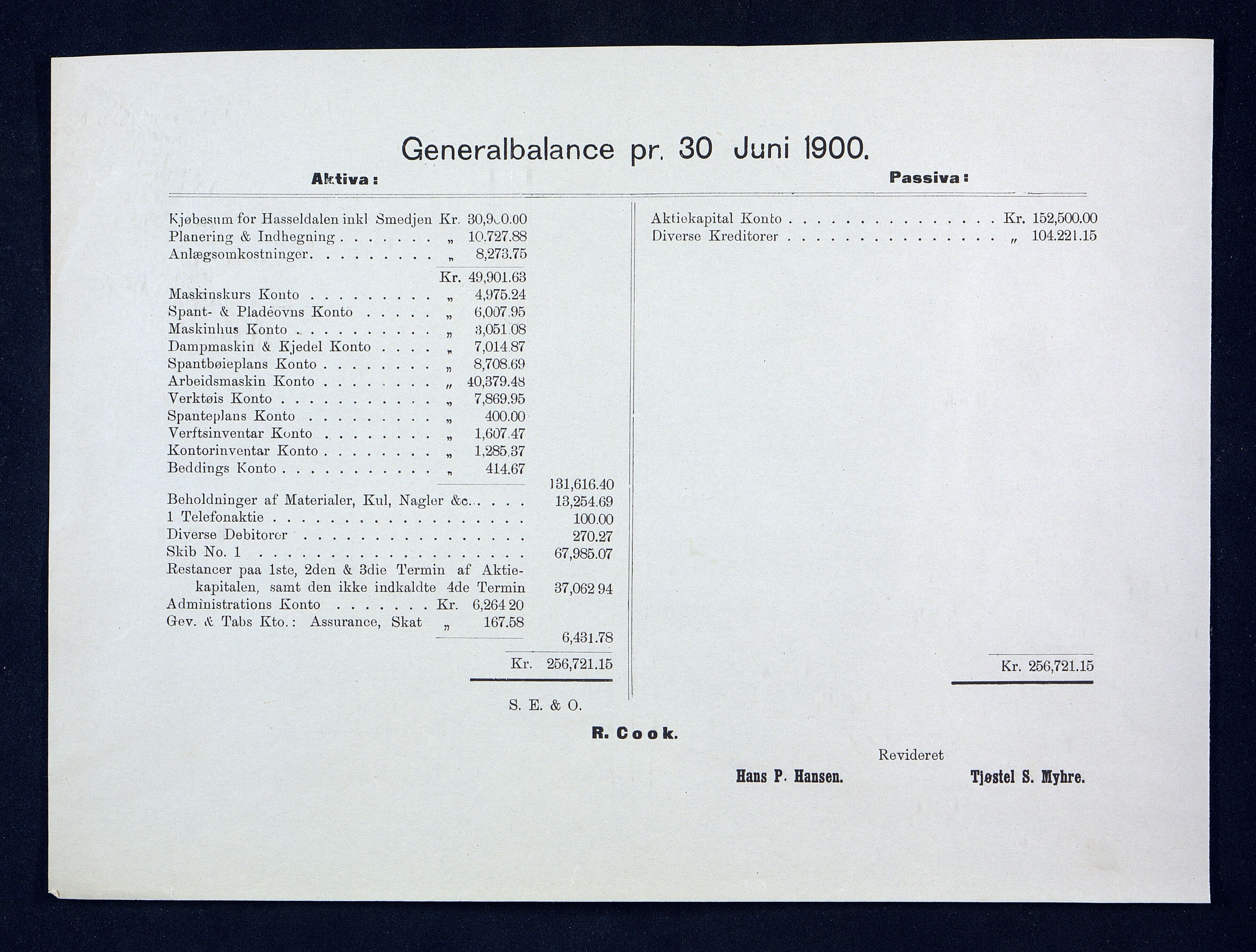 Grefstad & Herlofson, AAKS/PA-1127a/B/02/L0009: 58. A/S Hasseldalen Jernskibsbyggeri, 1899-1907