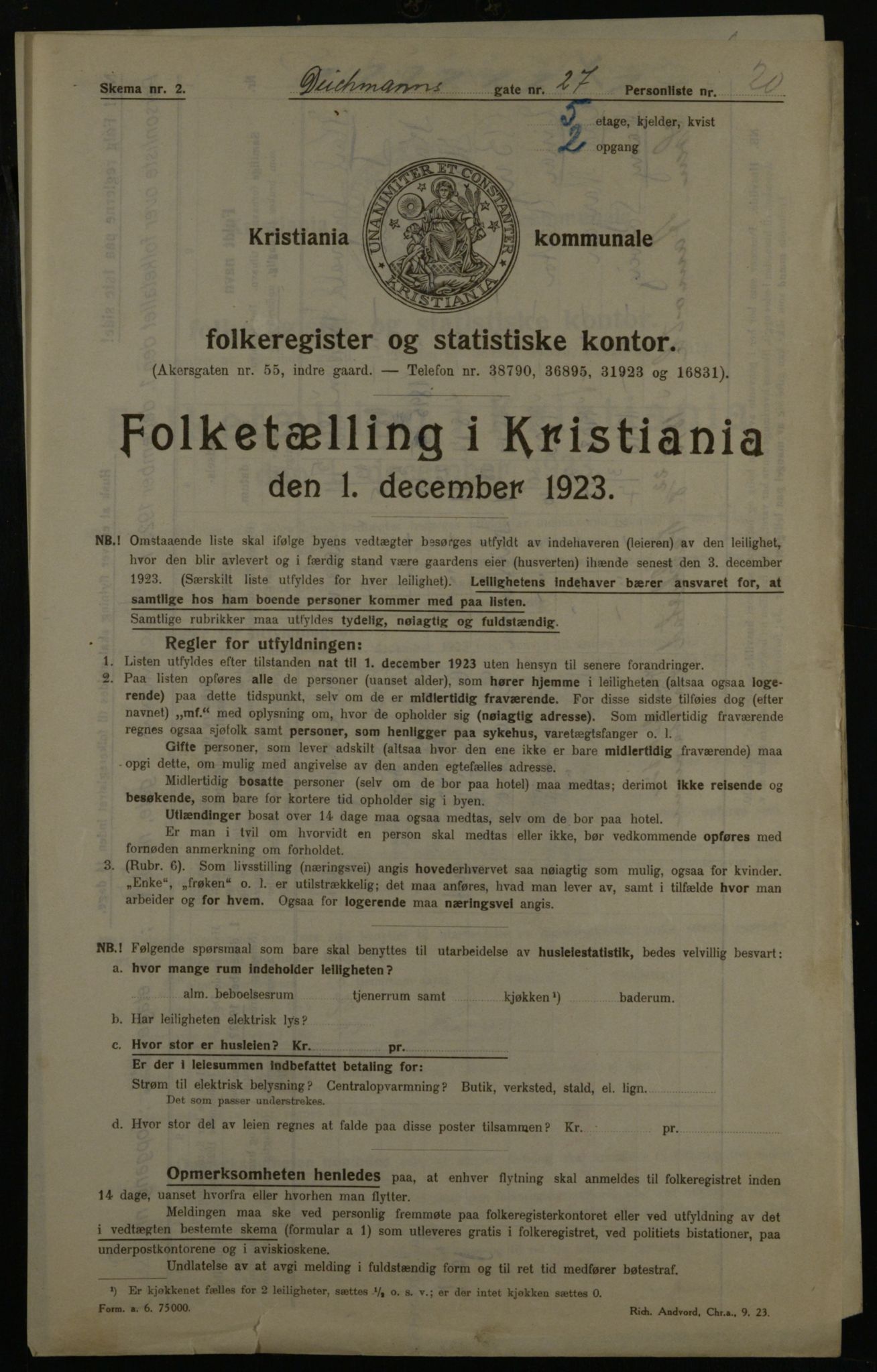 OBA, Kommunal folketelling 1.12.1923 for Kristiania, 1923, s. 17623