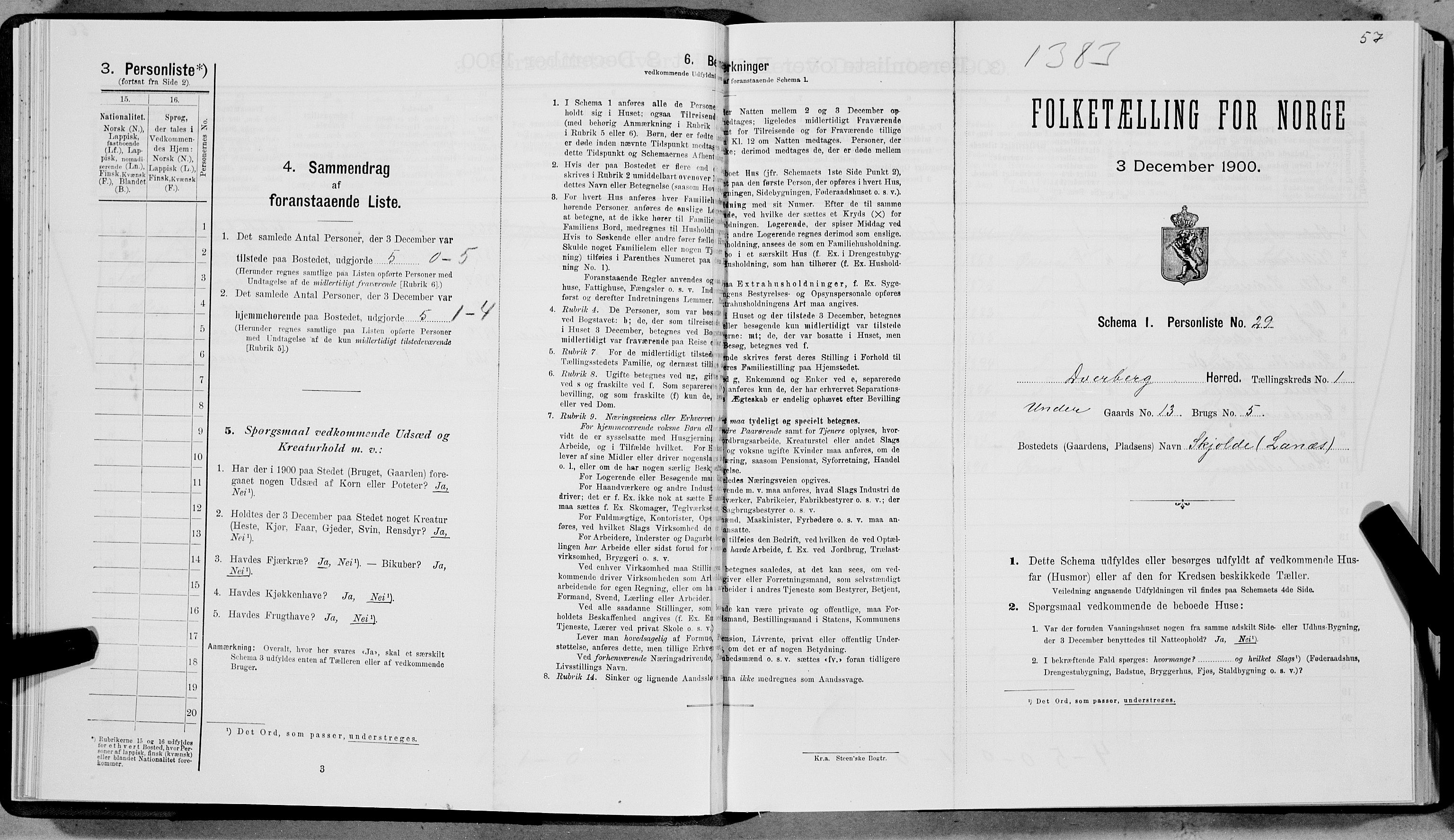 SAT, Folketelling 1900 for 1872 Dverberg herred, 1900, s. 88