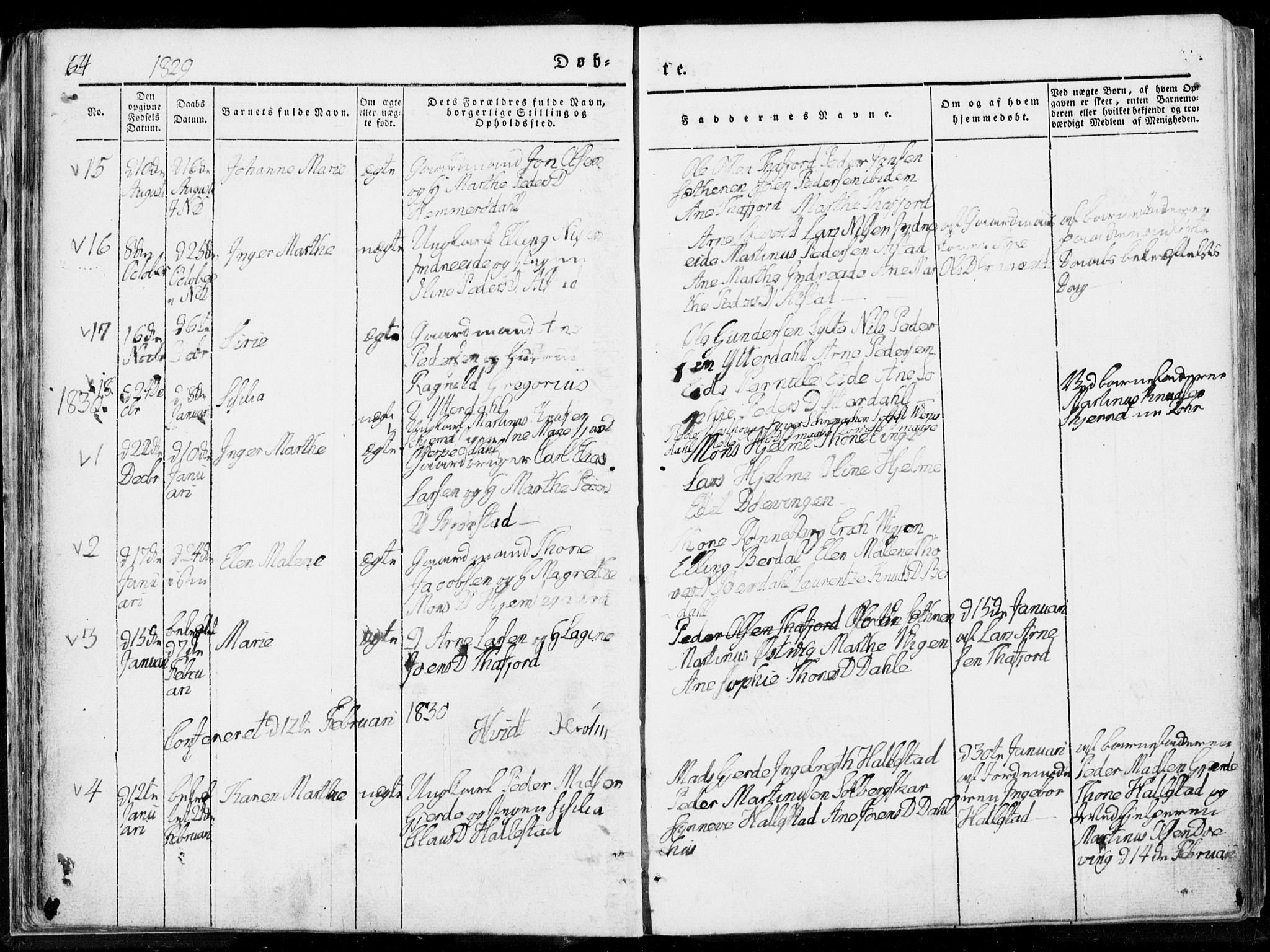 Ministerialprotokoller, klokkerbøker og fødselsregistre - Møre og Romsdal, AV/SAT-A-1454/519/L0247: Ministerialbok nr. 519A06, 1827-1846, s. 64