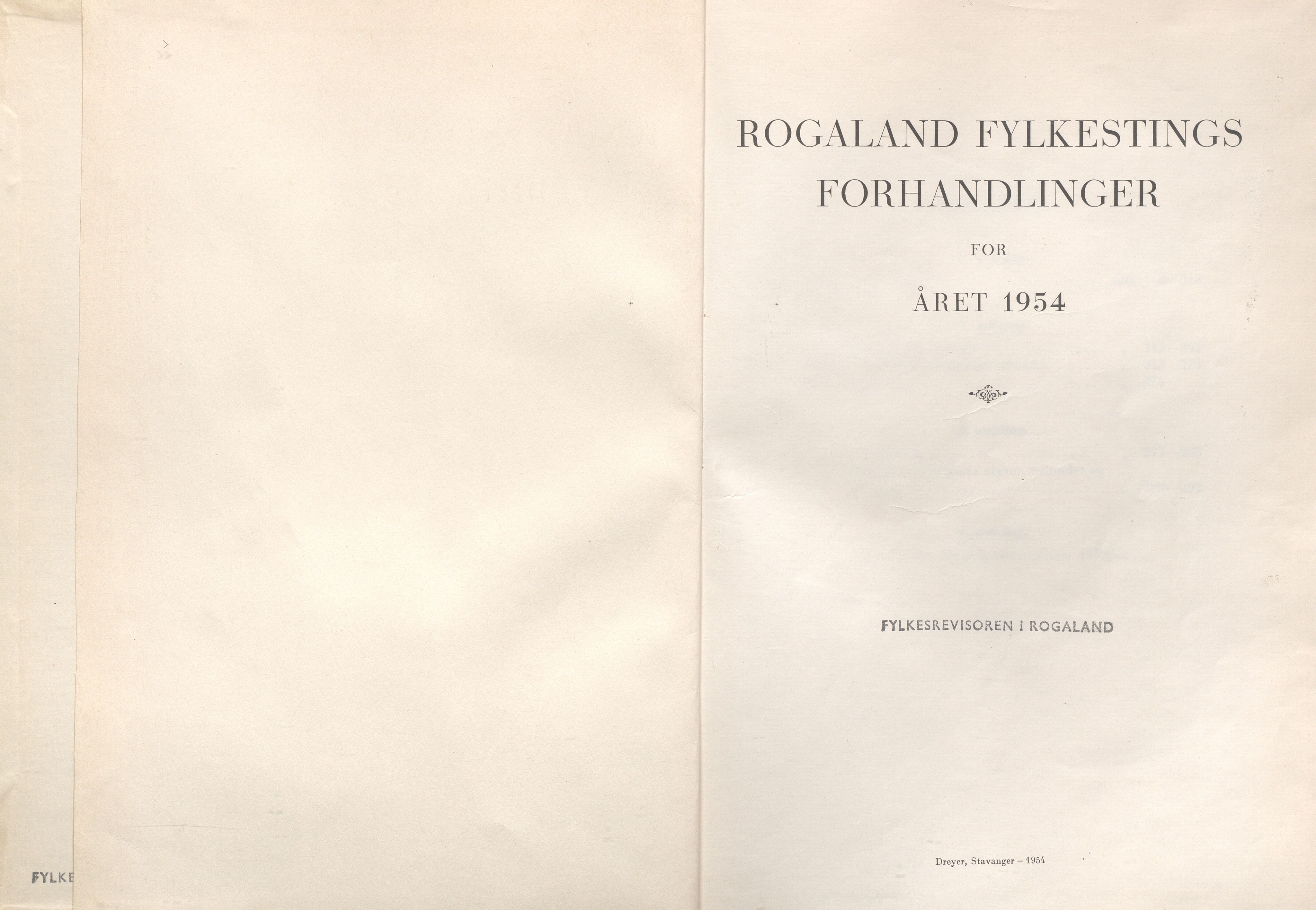 Rogaland fylkeskommune - Fylkesrådmannen , IKAR/A-900/A/Aa/Aaa/L0073: Møtebok , 1954