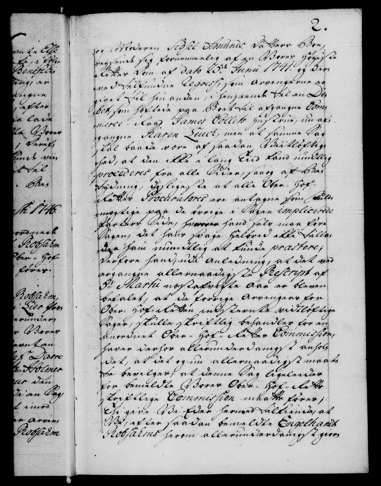 Danske Kanselli 1572-1799, AV/RA-EA-3023/F/Fc/Fca/Fcab/L0031: Norske tegnelser, 1746-1748, s. 2a