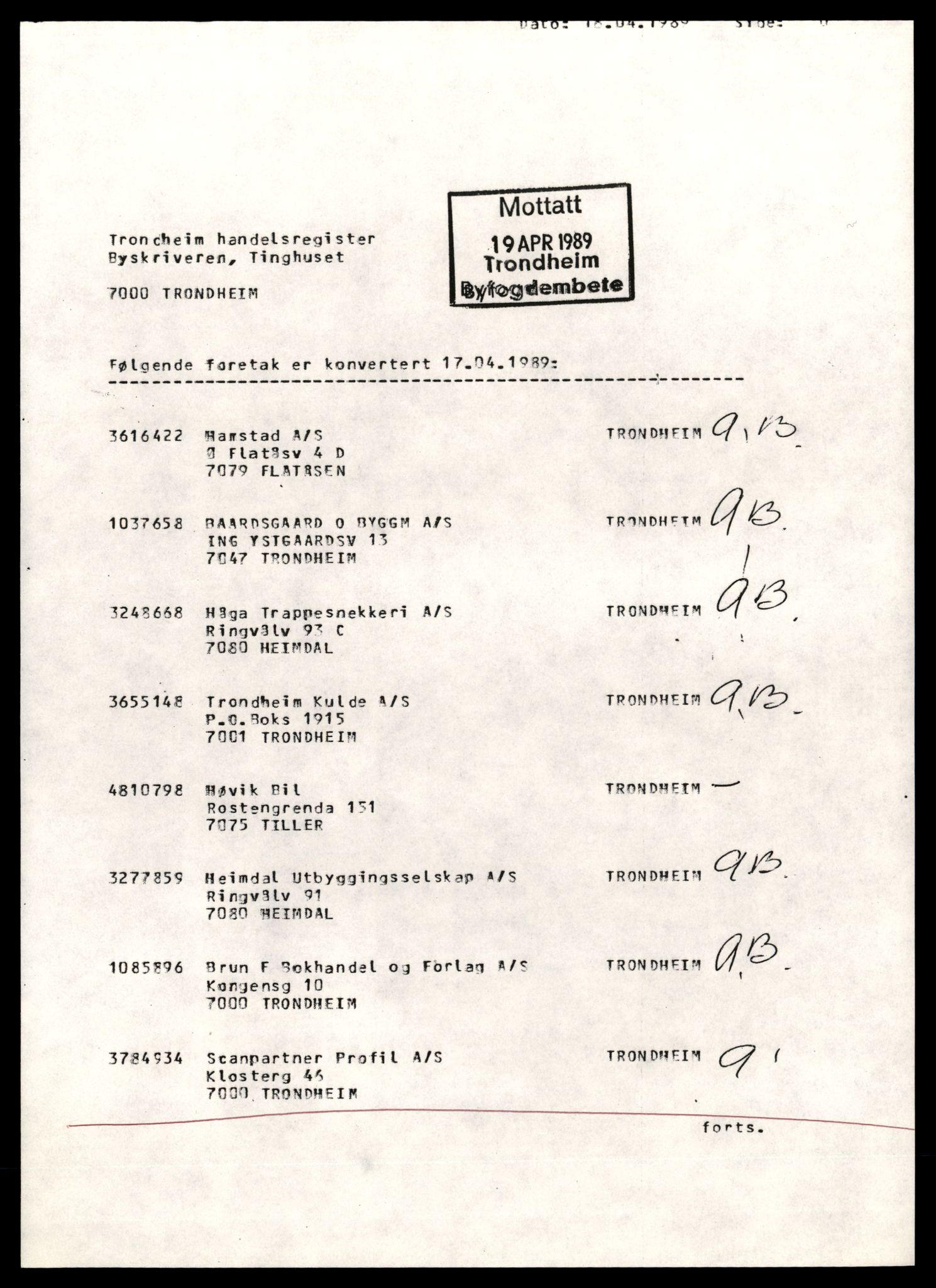 Trondheim byfogd, AV/SAT-A-0003/2/J/Jd/Jdd/L0047: Aksjeselskap, Sc-Sen, 1944-1990, s. 1