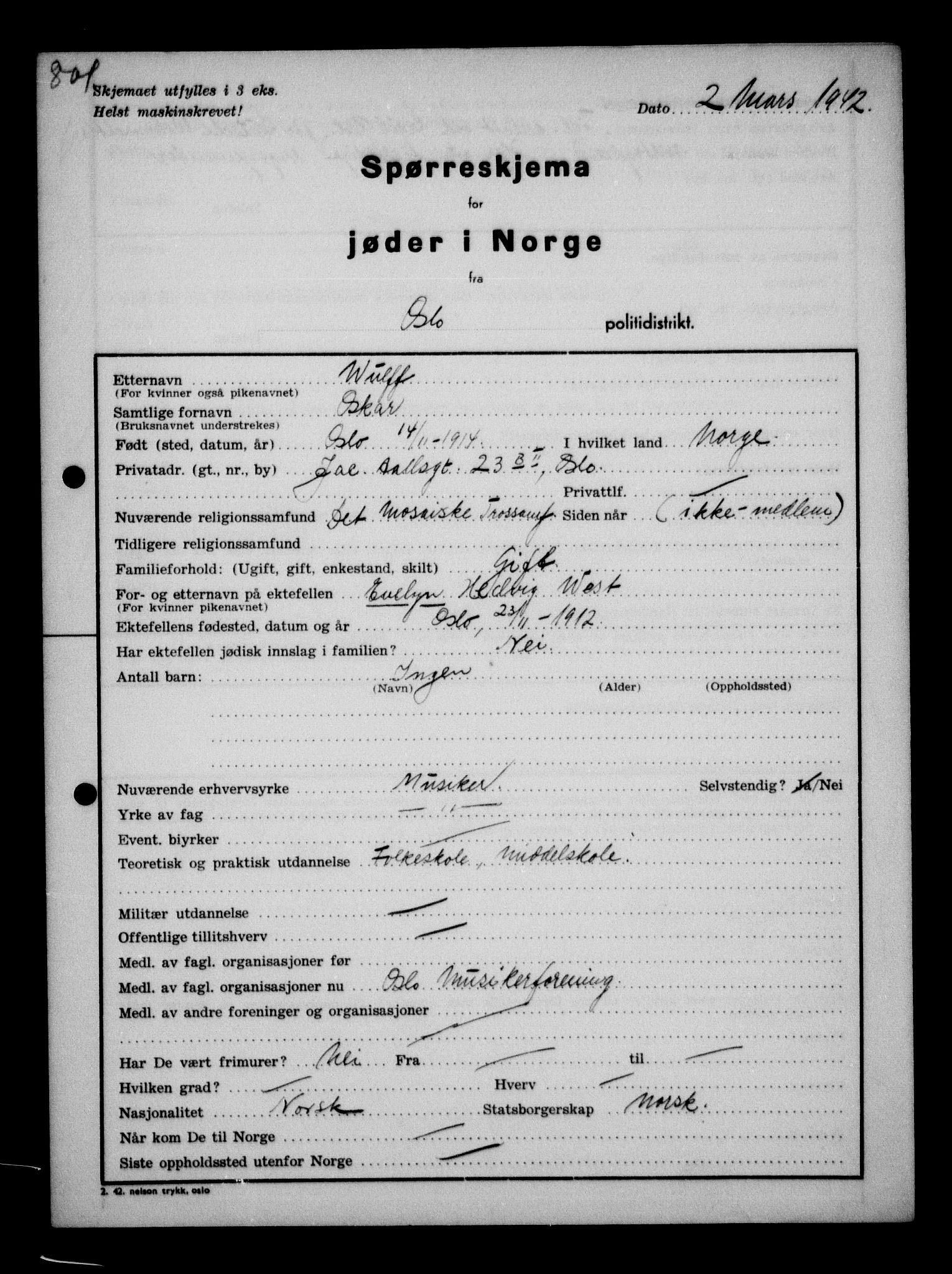 Statspolitiet - Hovedkontoret / Osloavdelingen, AV/RA-S-1329/G/Ga/L0011: Spørreskjema for jøder i Norge. 1: Oslo 610-806 (Plavnik-Zwillinger). 2: Aker 1-113 (Adler-Lewin). , 1942, s. 569