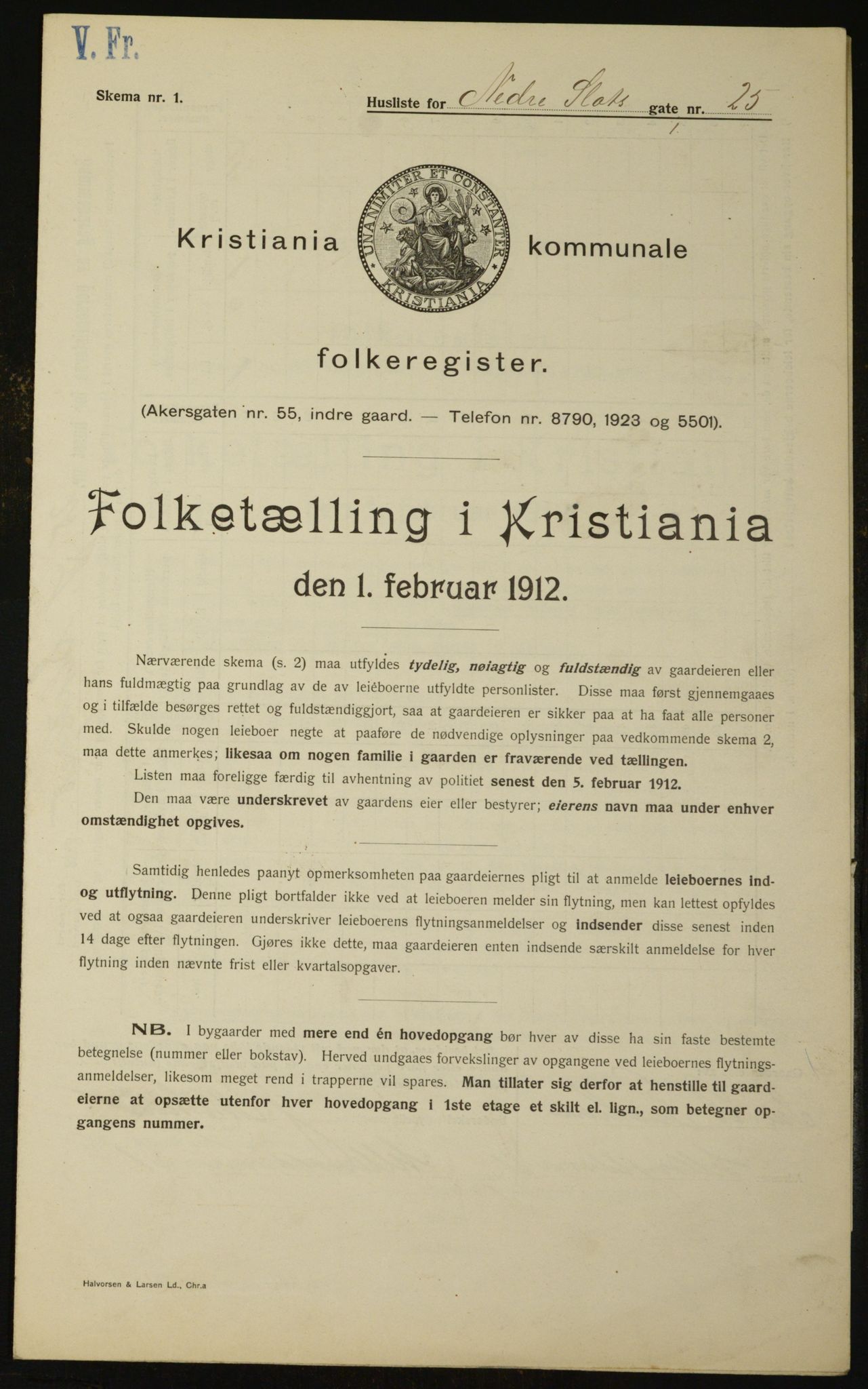 OBA, Kommunal folketelling 1.2.1912 for Kristiania, 1912, s. 70095