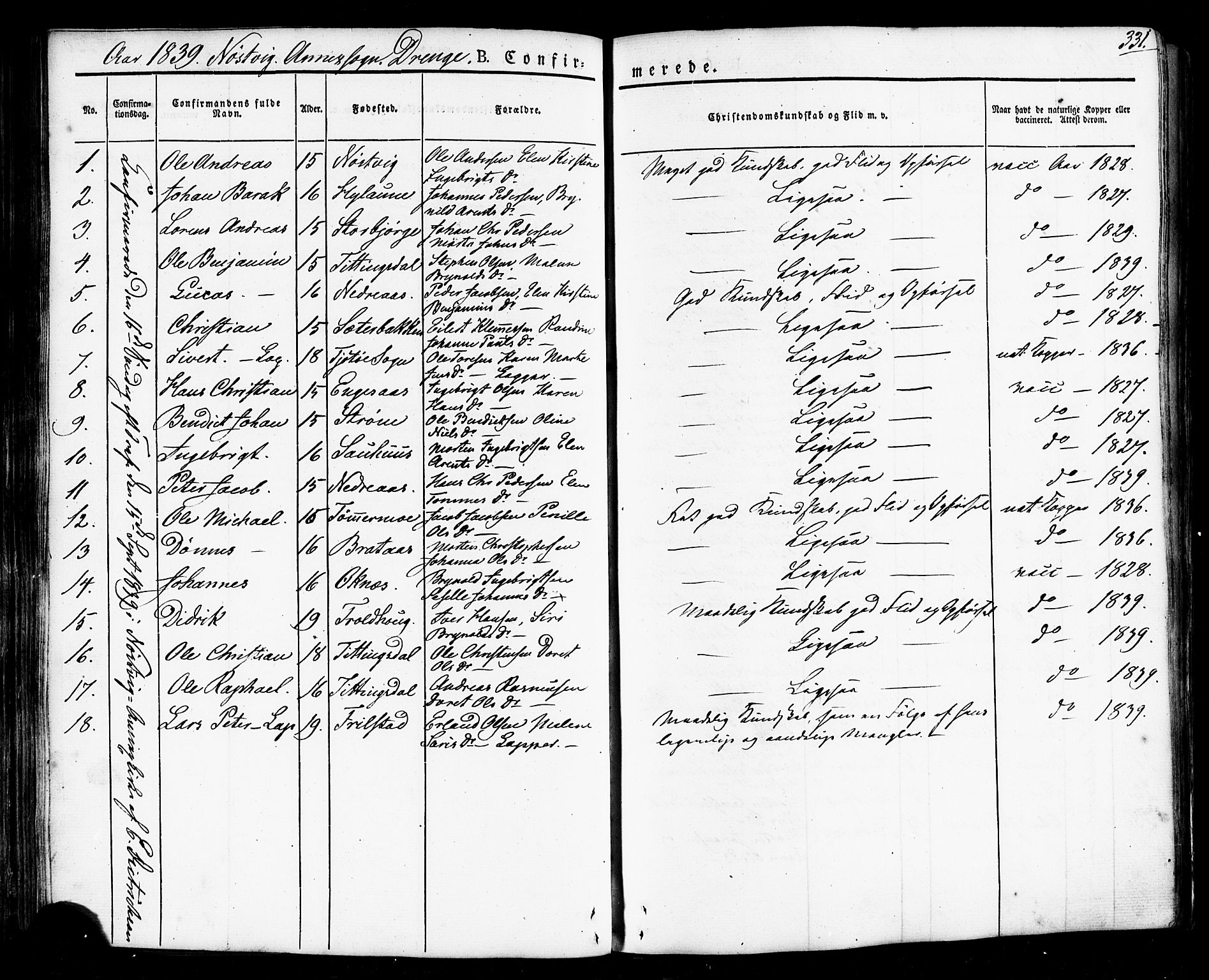 Ministerialprotokoller, klokkerbøker og fødselsregistre - Nordland, AV/SAT-A-1459/814/L0224: Ministerialbok nr. 814A05, 1834-1874, s. 331