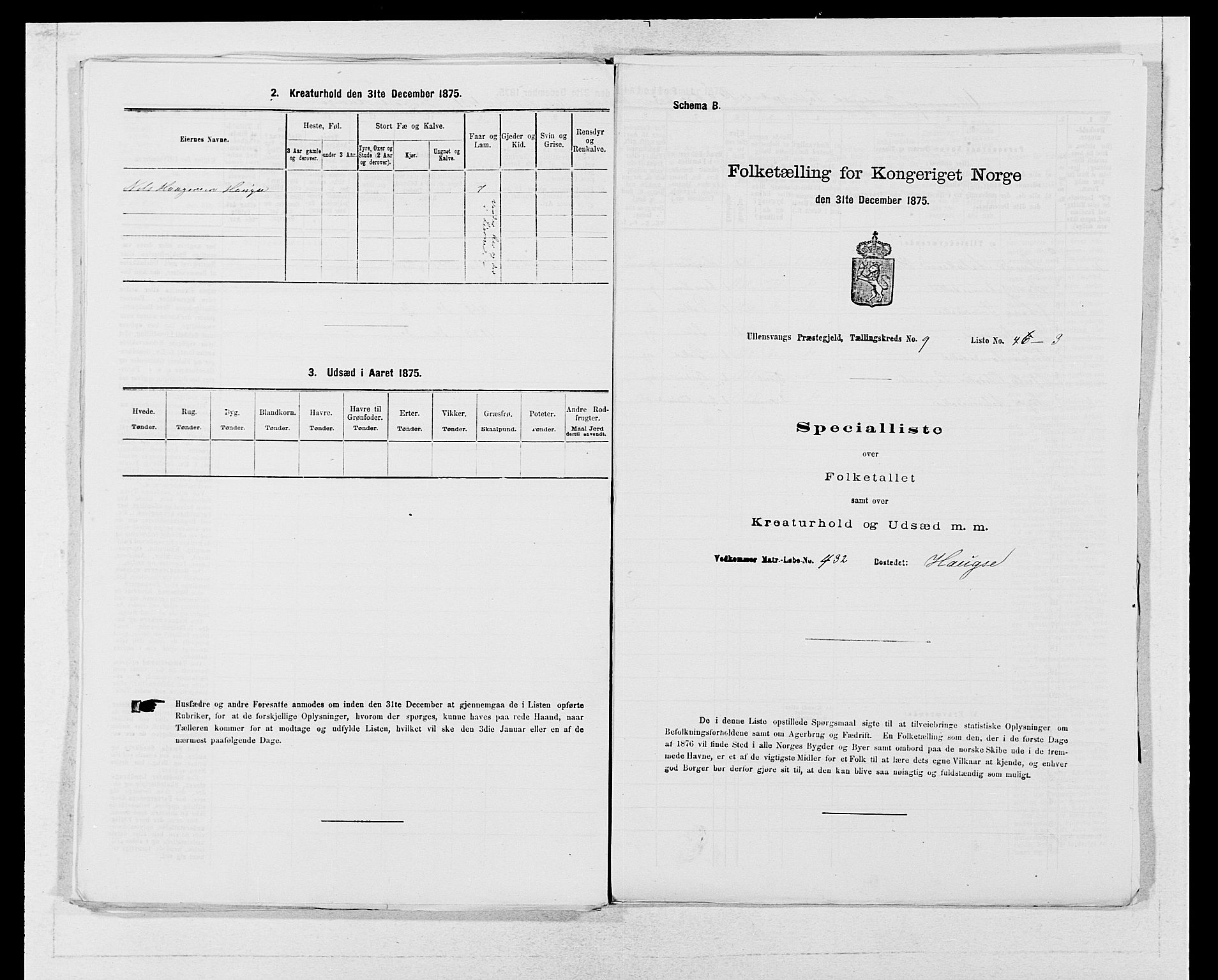 SAB, Folketelling 1875 for 1230P Ullensvang prestegjeld, 1875, s. 939