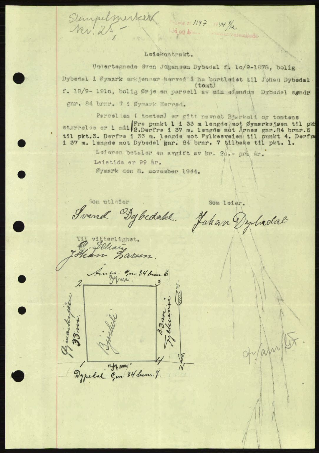 Idd og Marker sorenskriveri, AV/SAO-A-10283/G/Gb/Gbb/L0007: Pantebok nr. A7, 1944-1945, Dagboknr: 1197/1944