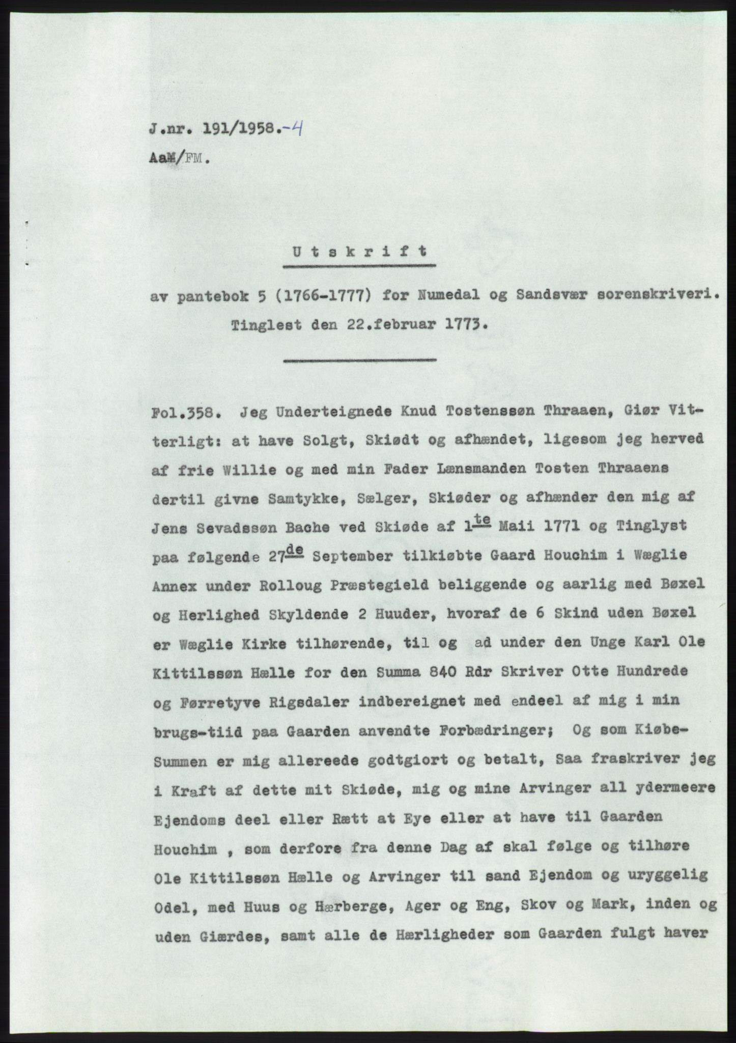 Statsarkivet i Kongsberg, SAKO/A-0001, 1957-1958, s. 455