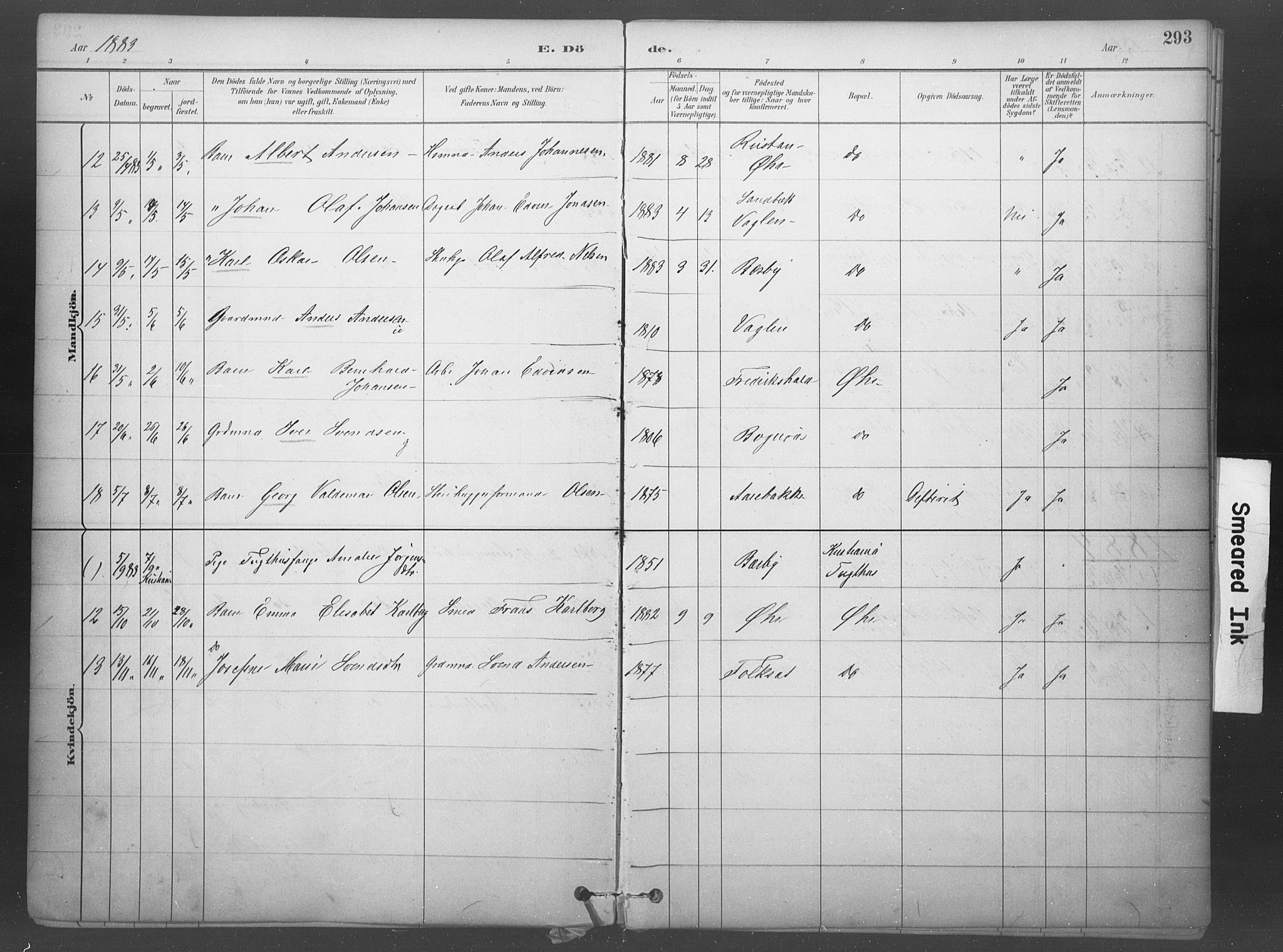 Idd prestekontor Kirkebøker, AV/SAO-A-10911/F/Fb/L0002: Ministerialbok nr. II 2, 1882-1923, s. 293