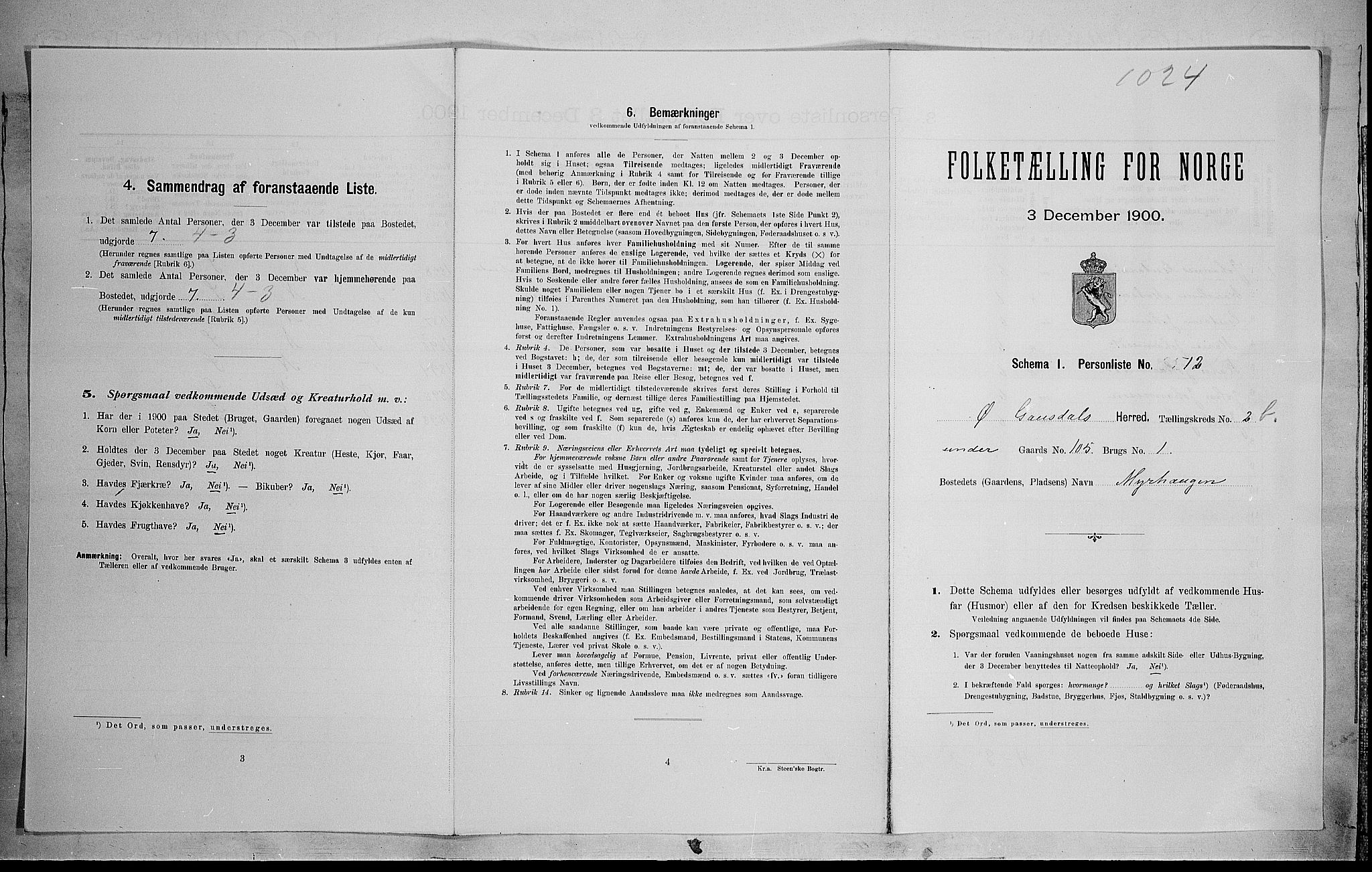 SAH, Folketelling 1900 for 0522 Østre Gausdal herred, 1900, s. 397