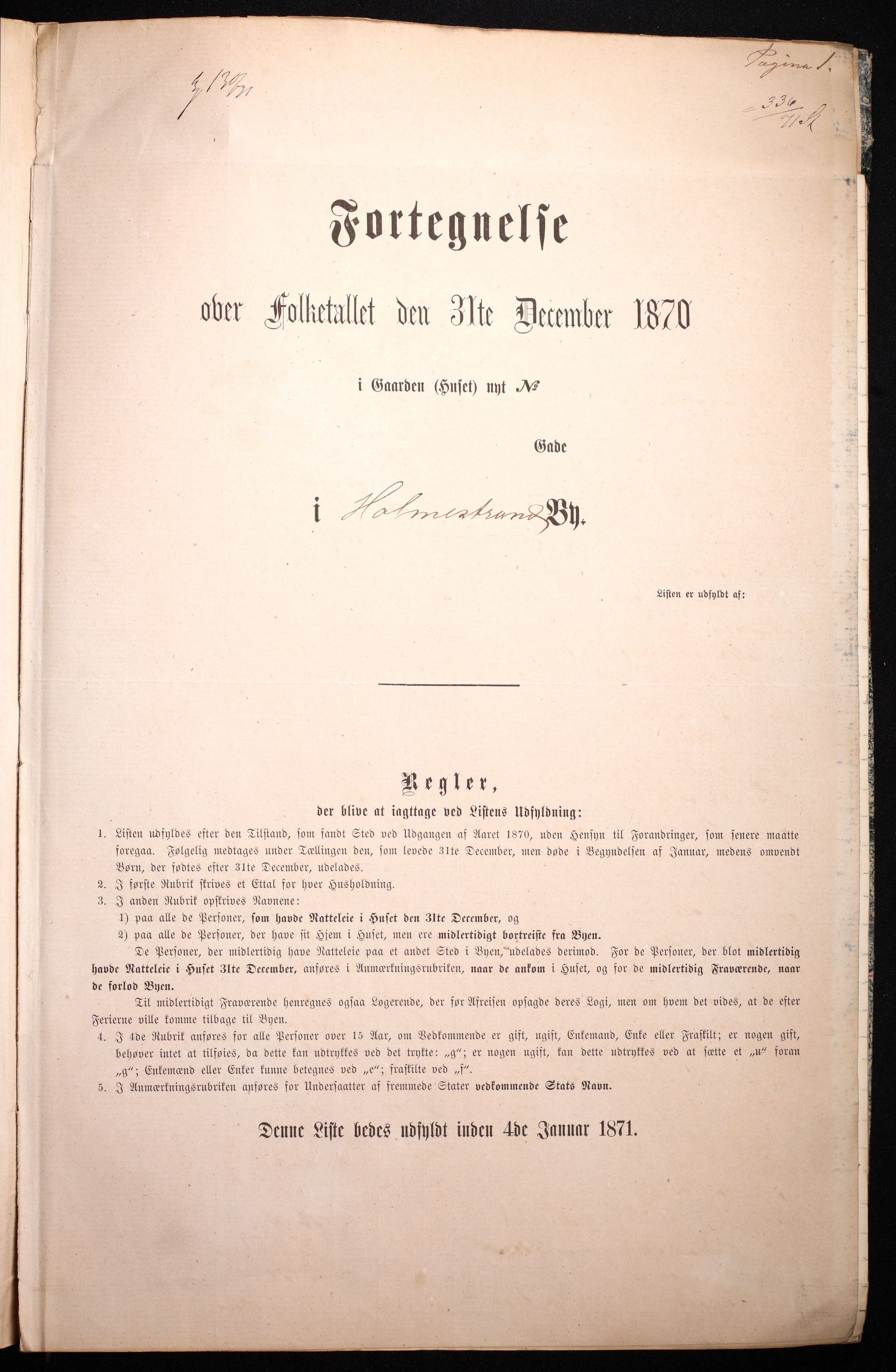 RA, Folketelling 1870 for 0702 Holmestrand kjøpstad, 1870, s. 5