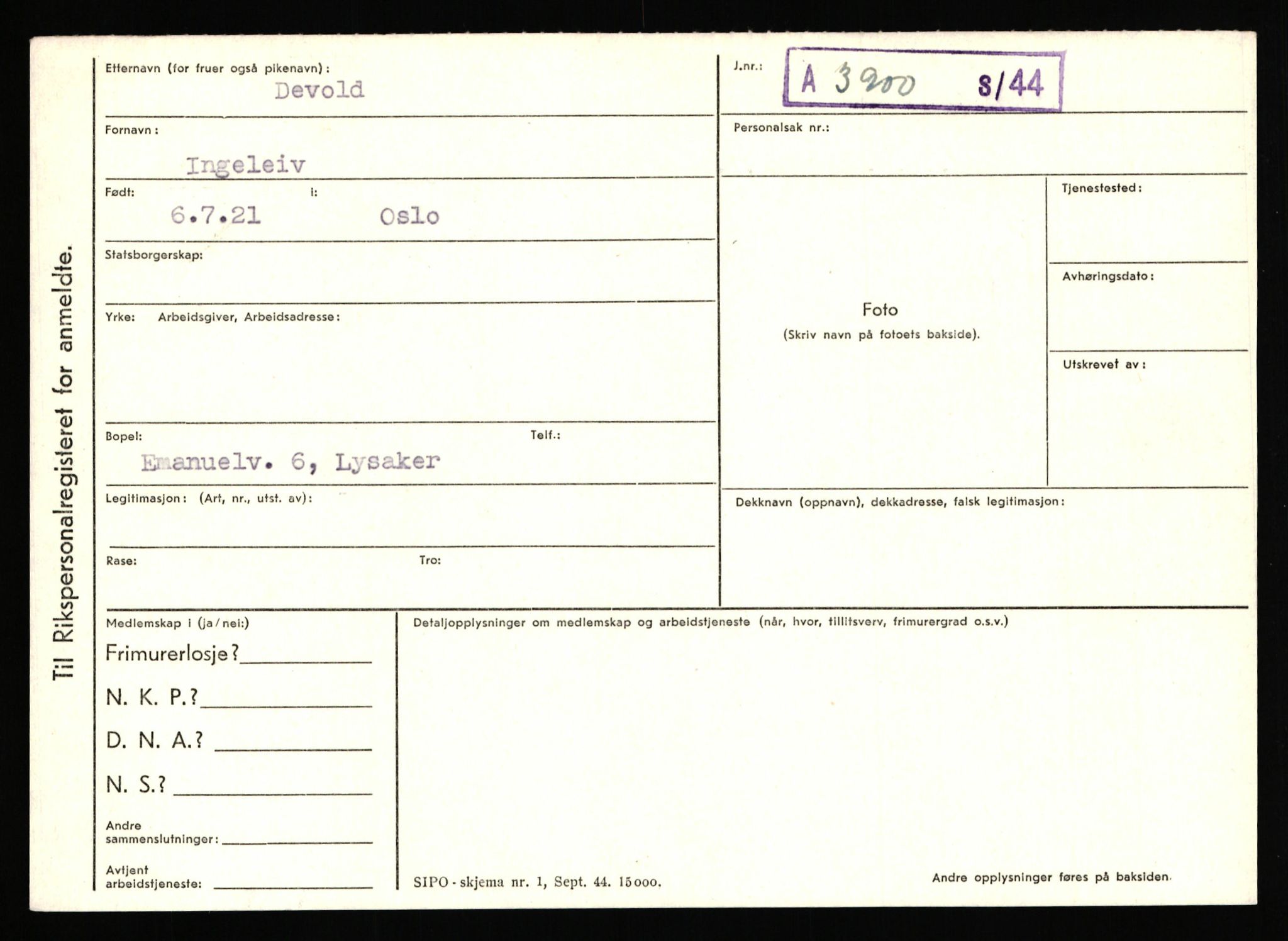 Statspolitiet - Hovedkontoret / Osloavdelingen, AV/RA-S-1329/C/Ca/L0003: Brechan - Eichinger	, 1943-1945, s. 3920