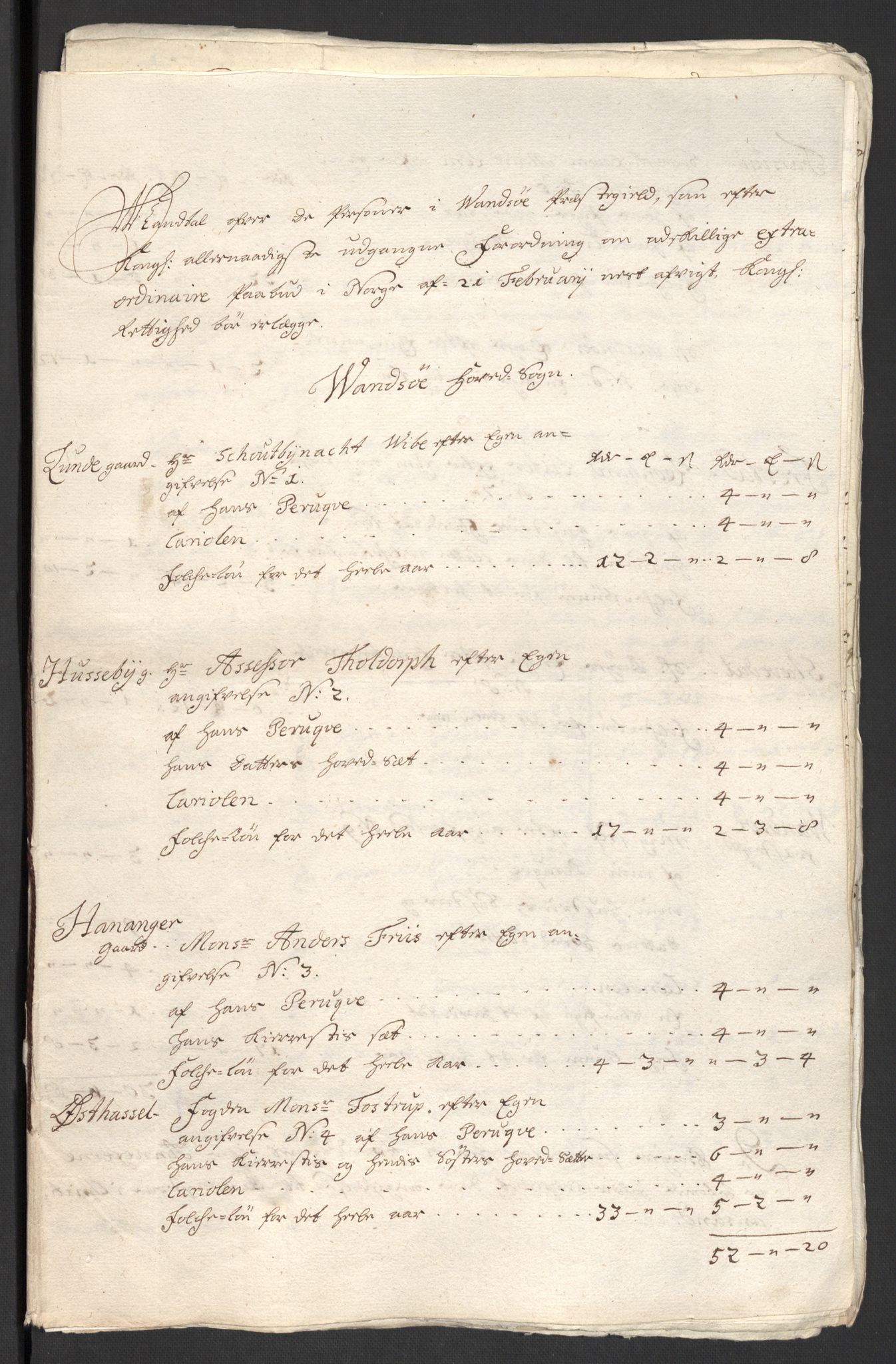 Rentekammeret inntil 1814, Reviderte regnskaper, Fogderegnskap, AV/RA-EA-4092/R43/L2554: Fogderegnskap Lista og Mandal, 1711, s. 306