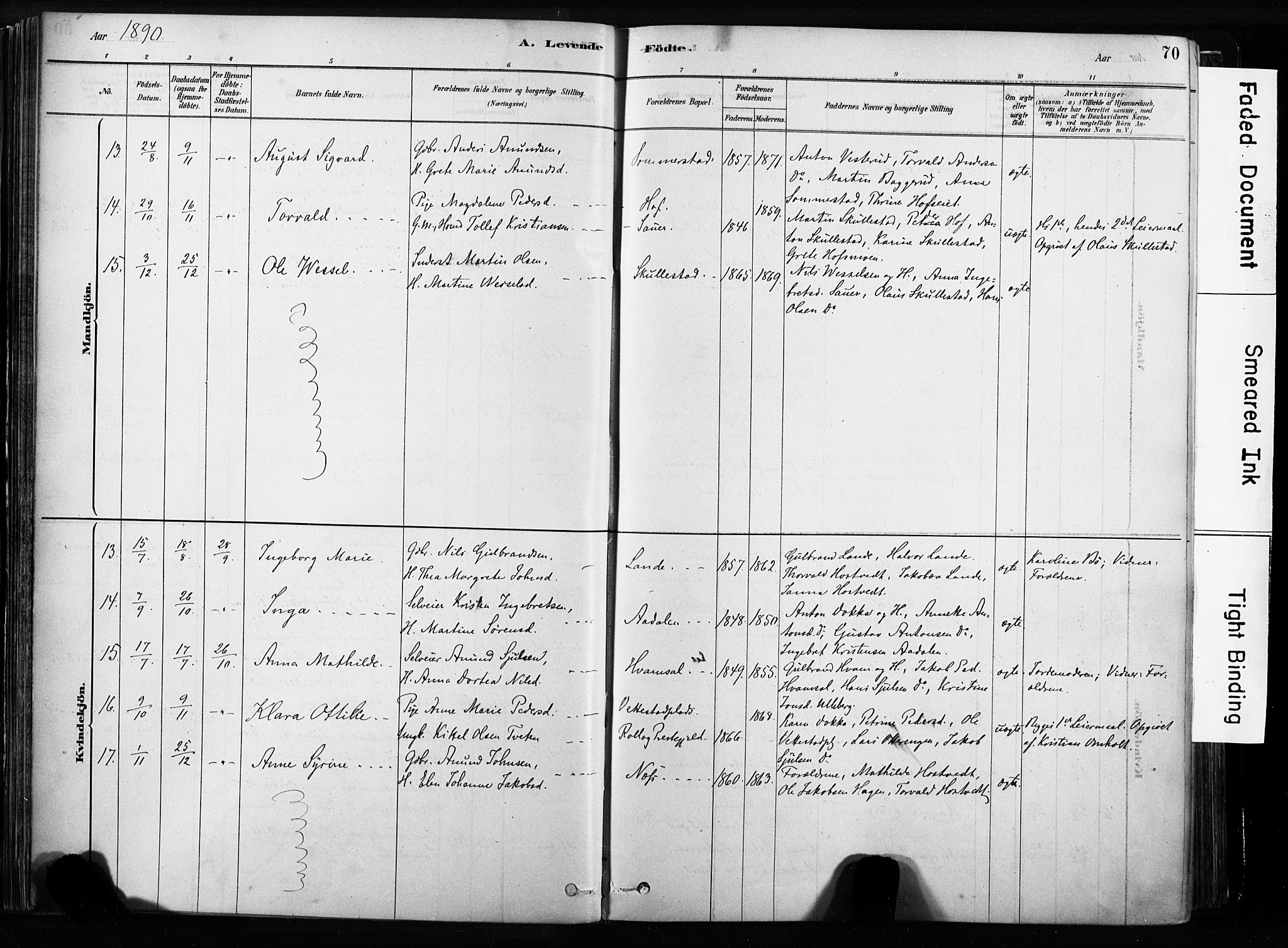 Sandsvær kirkebøker, AV/SAKO-A-244/F/Fb/L0001: Ministerialbok nr. II 1, 1878-1906, s. 70