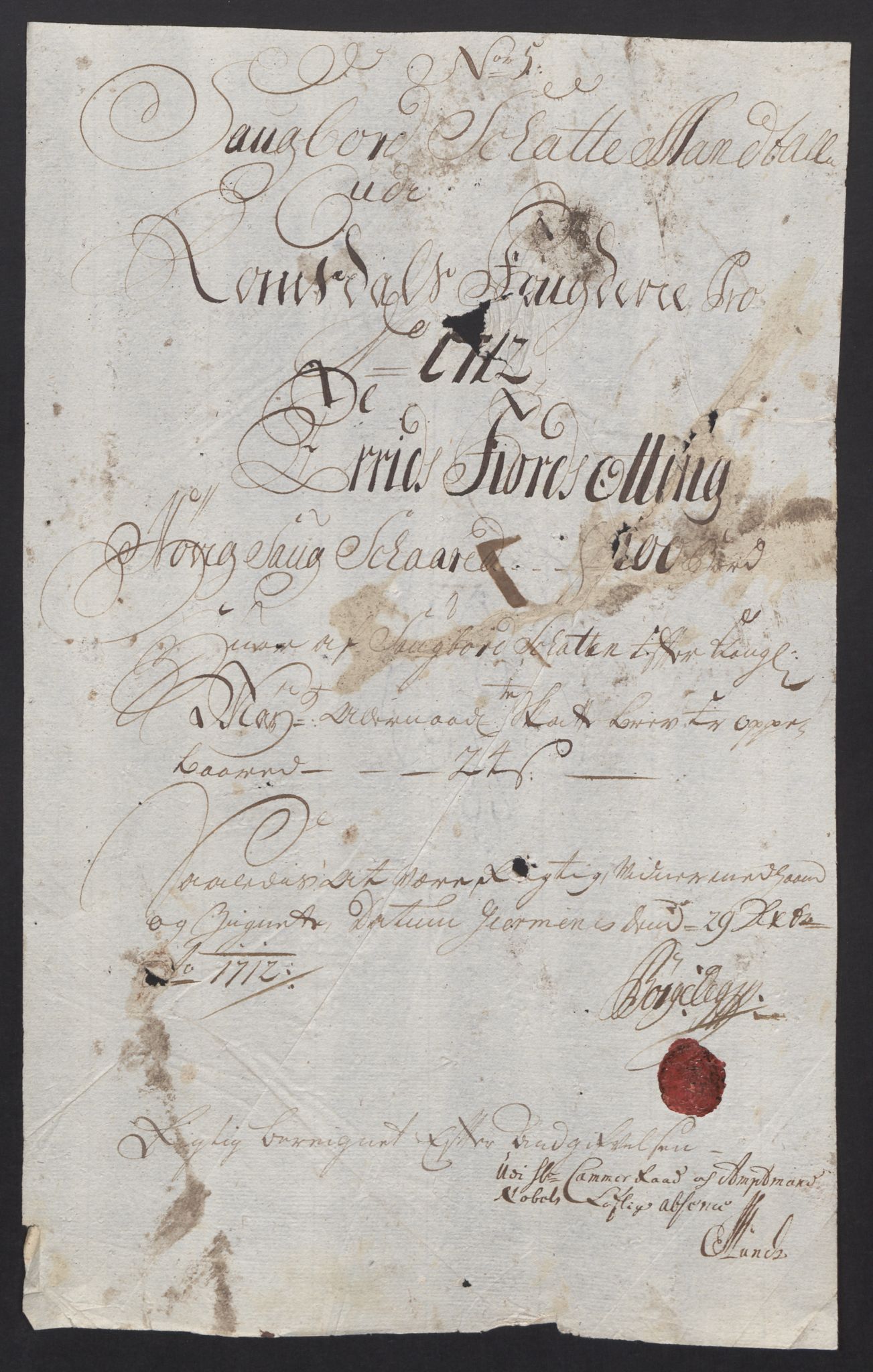 Rentekammeret inntil 1814, Reviderte regnskaper, Fogderegnskap, AV/RA-EA-4092/R55/L3661: Fogderegnskap Romsdal, 1712, s. 96