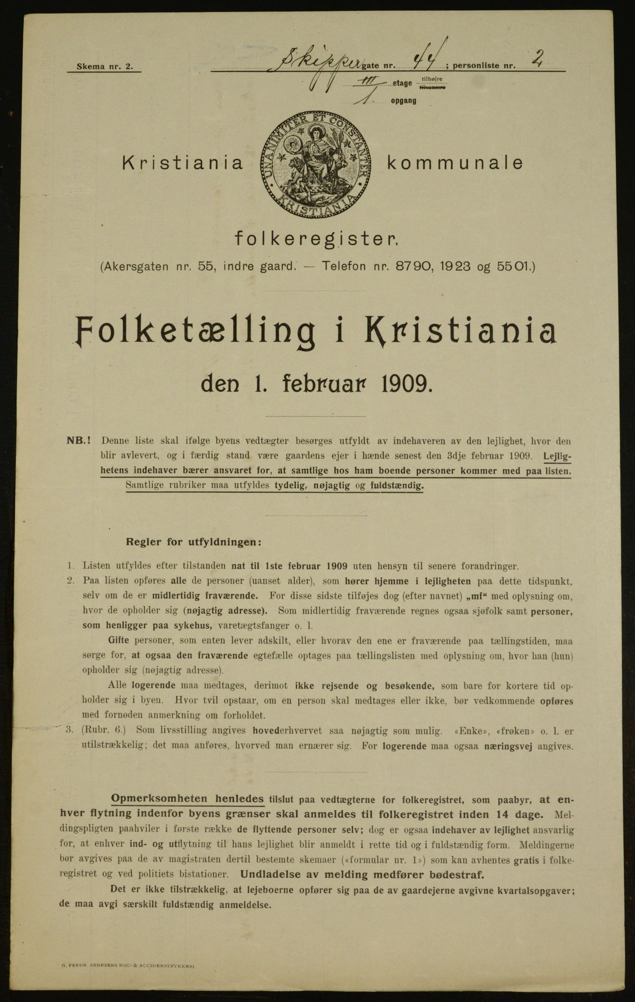 OBA, Kommunal folketelling 1.2.1909 for Kristiania kjøpstad, 1909, s. 86830