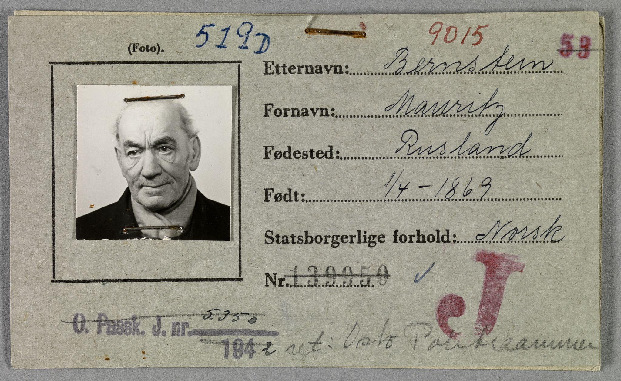 Sosialdepartementet, Våre Falne, AV/RA-S-1708/E/Ee/L0021A: Fotografier av jøder på legitimasjonskort (1941-42), 1941-1942, s. 37