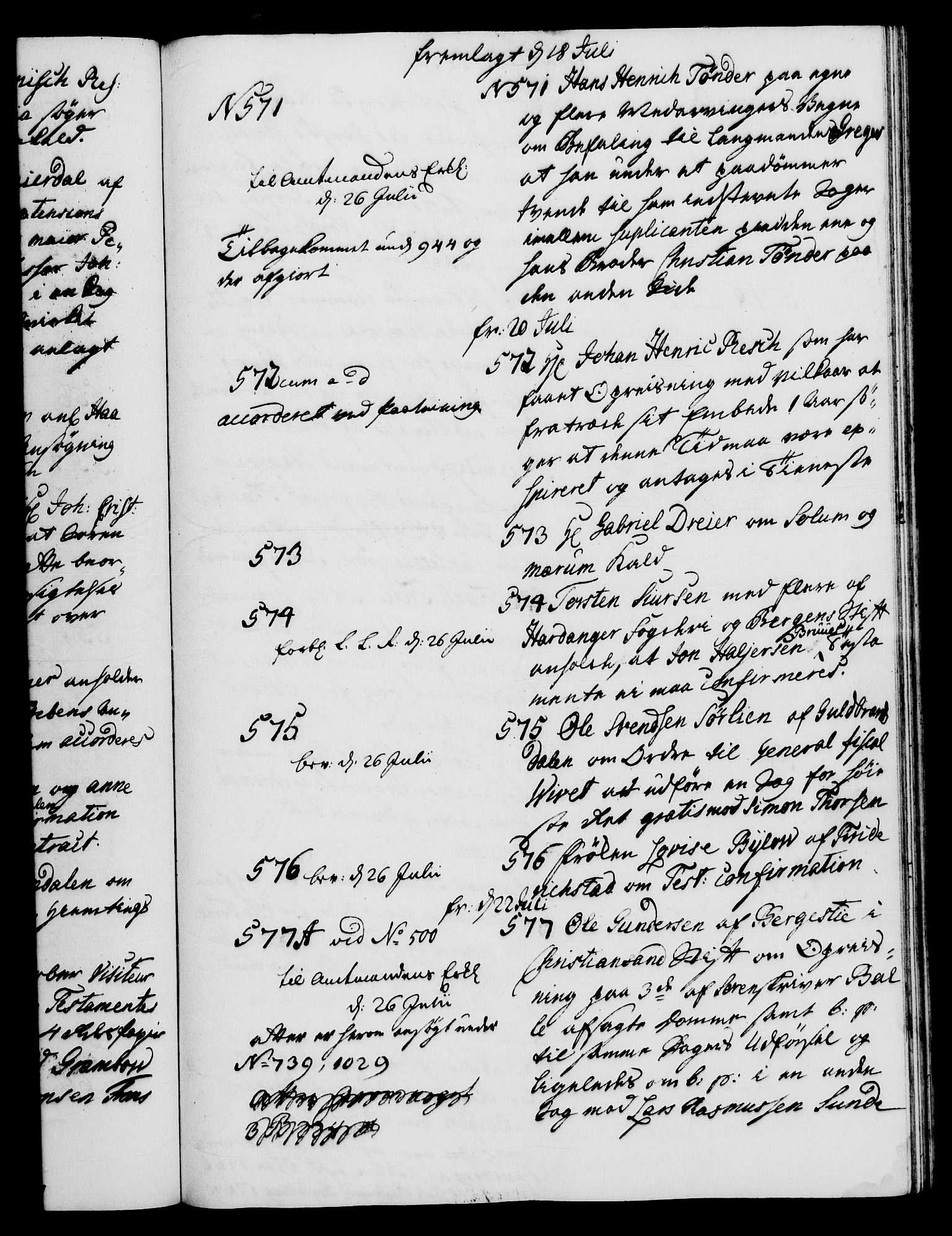 Danske Kanselli 1572-1799, AV/RA-EA-3023/I/Ia/L0001: 3. departements journal, 1771