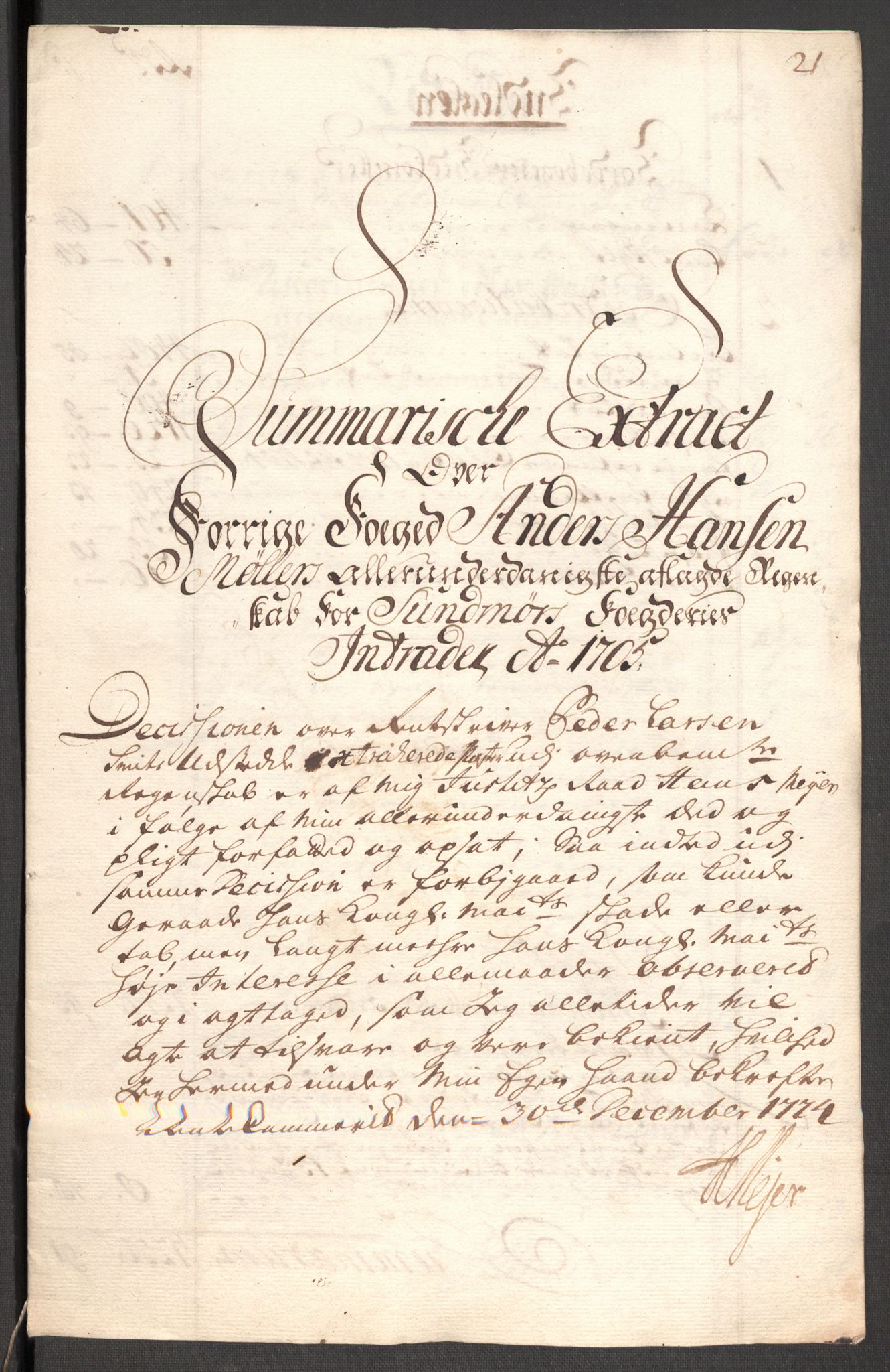 Rentekammeret inntil 1814, Reviderte regnskaper, Fogderegnskap, RA/EA-4092/R54/L3560: Fogderegnskap Sunnmøre, 1704-1705, s. 278