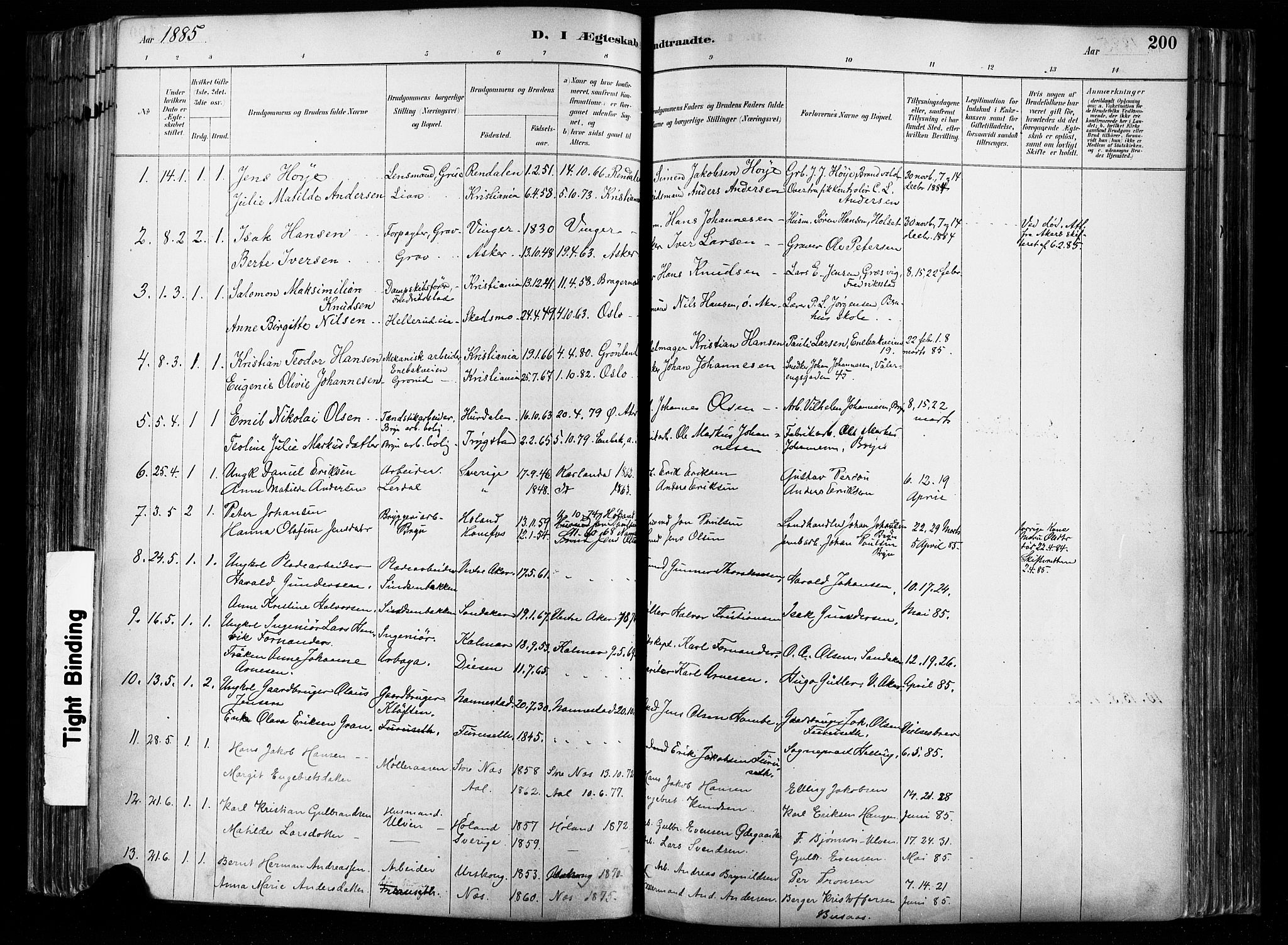 Østre Aker prestekontor Kirkebøker, AV/SAO-A-10840/F/Fa/L0008: Ministerialbok nr. I 8, 1883-1894, s. 200