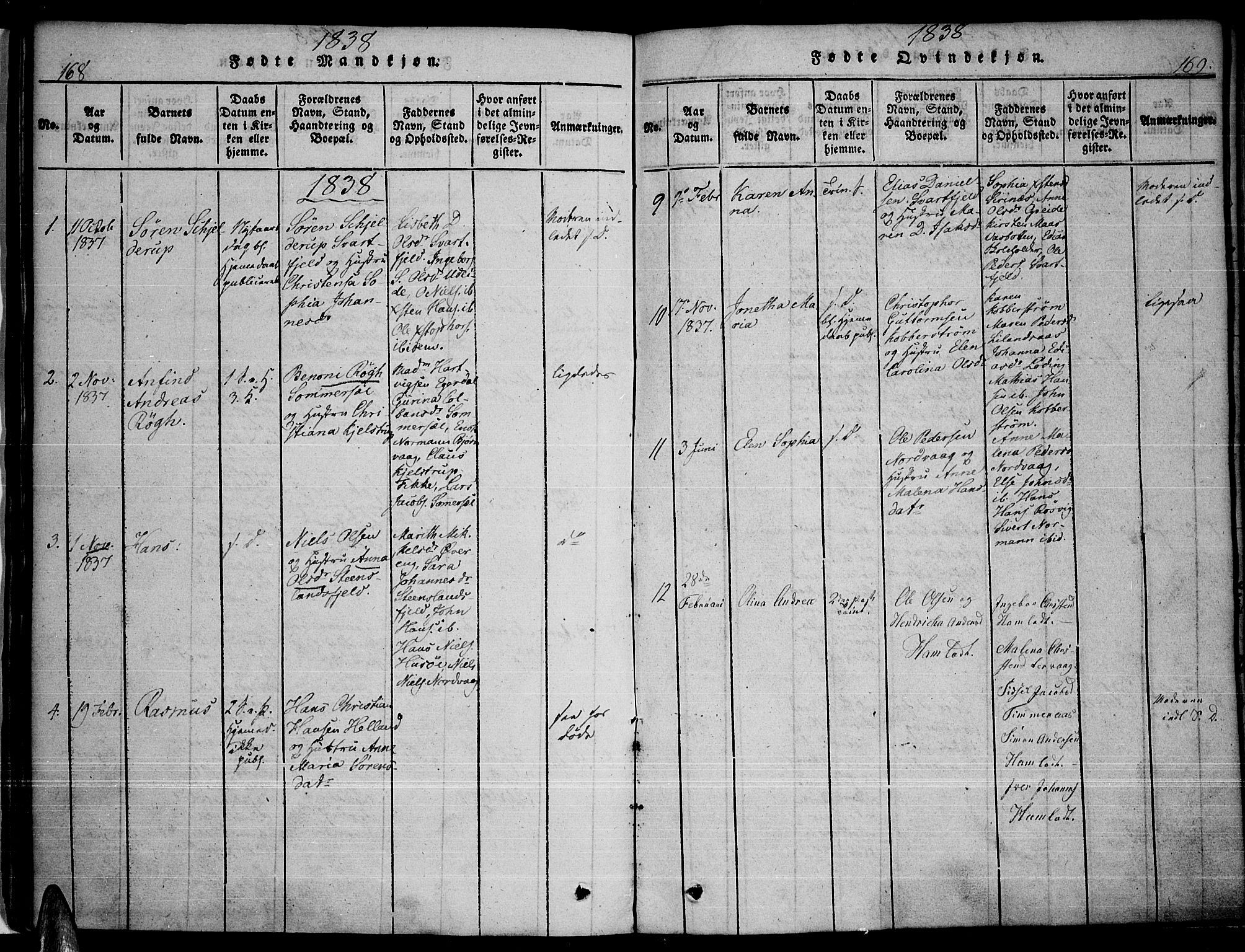 Ministerialprotokoller, klokkerbøker og fødselsregistre - Nordland, AV/SAT-A-1459/859/L0842: Ministerialbok nr. 859A02, 1821-1839, s. 168-169