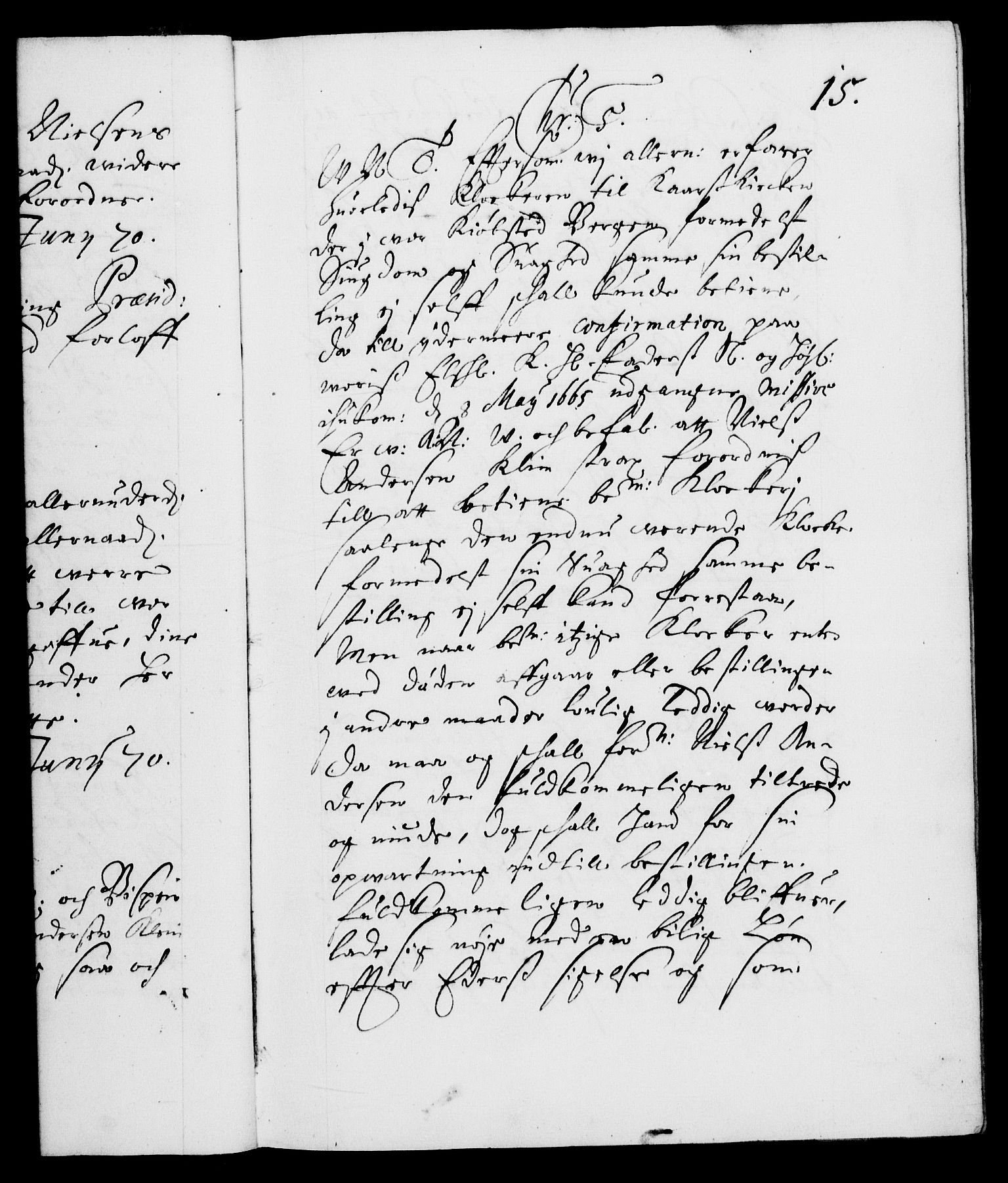 Danske Kanselli 1572-1799, AV/RA-EA-3023/F/Fc/Fca/Fcab/L0012: Norske tegnelser (mikrofilm), 1670-1683, s. 15a