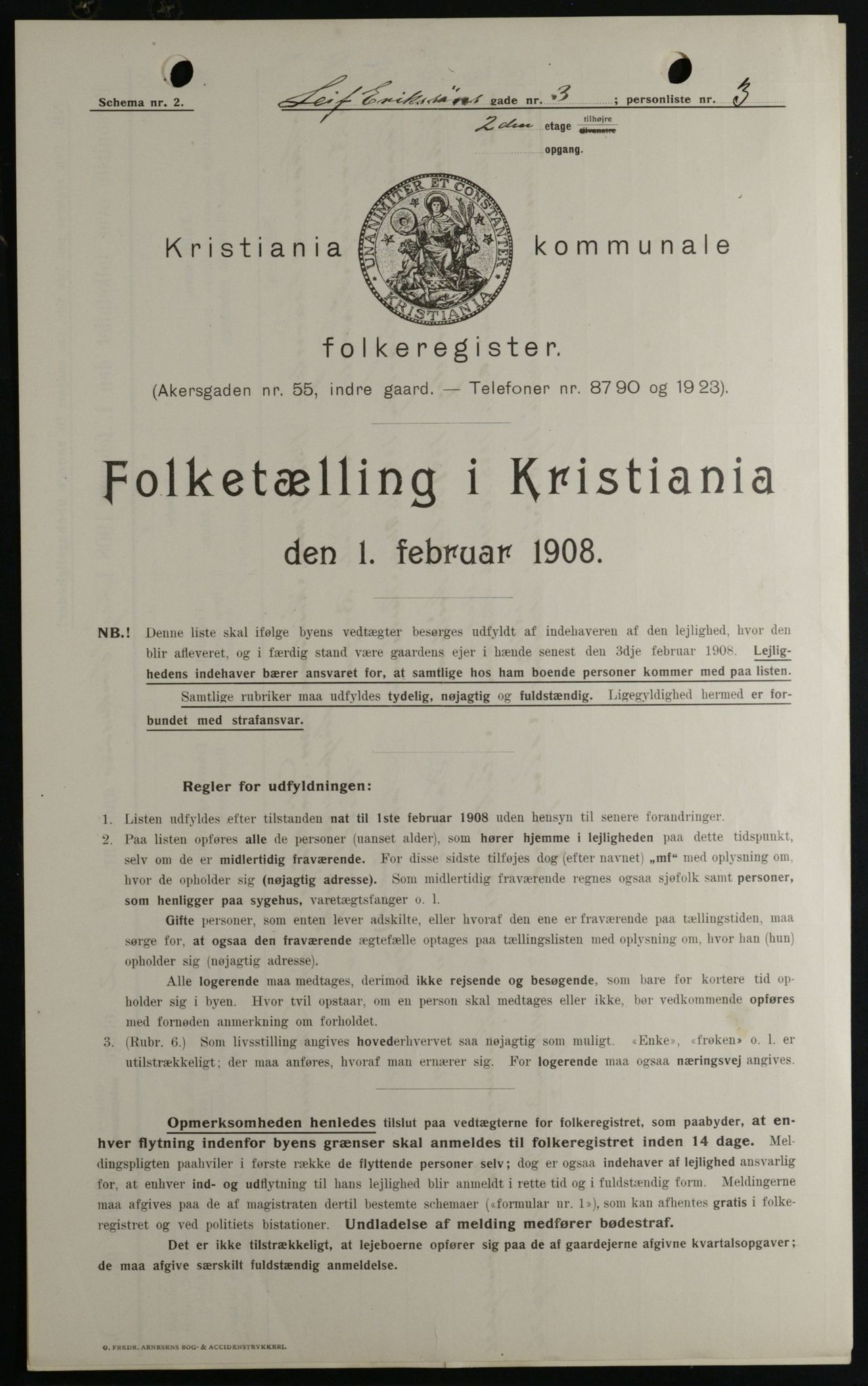 OBA, Kommunal folketelling 1.2.1908 for Kristiania kjøpstad, 1908, s. 51545