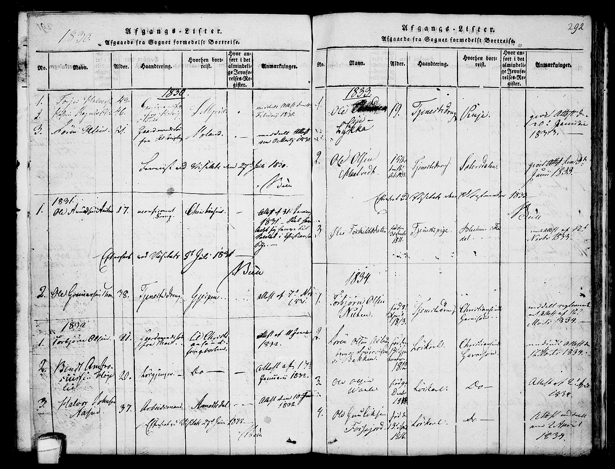 Hjartdal kirkebøker, AV/SAKO-A-270/F/Fa/L0007: Ministerialbok nr. I 7, 1815-1843, s. 292