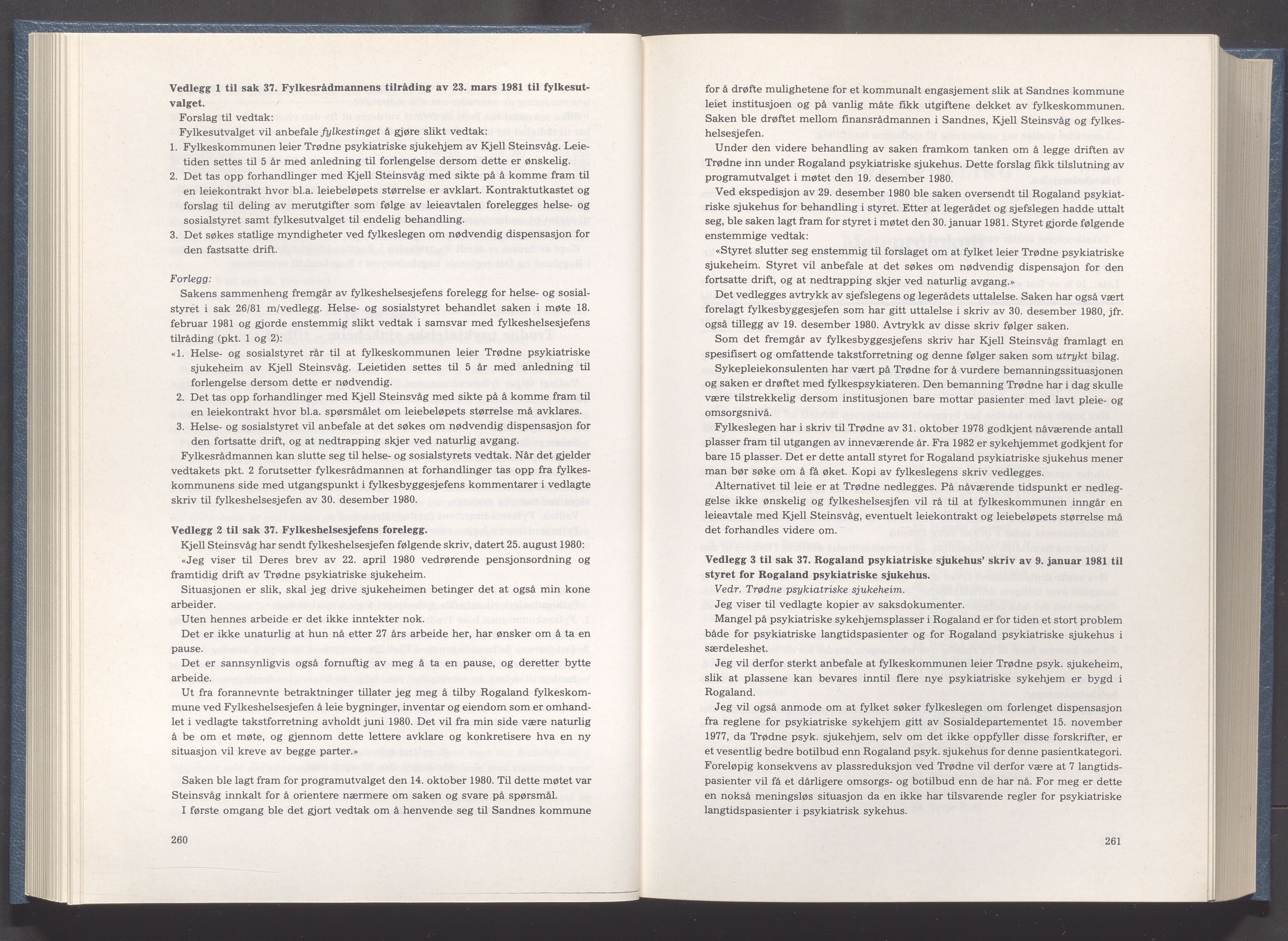 Rogaland fylkeskommune - Fylkesrådmannen , IKAR/A-900/A/Aa/Aaa/L0101: Møtebok , 1981, s. 260-261