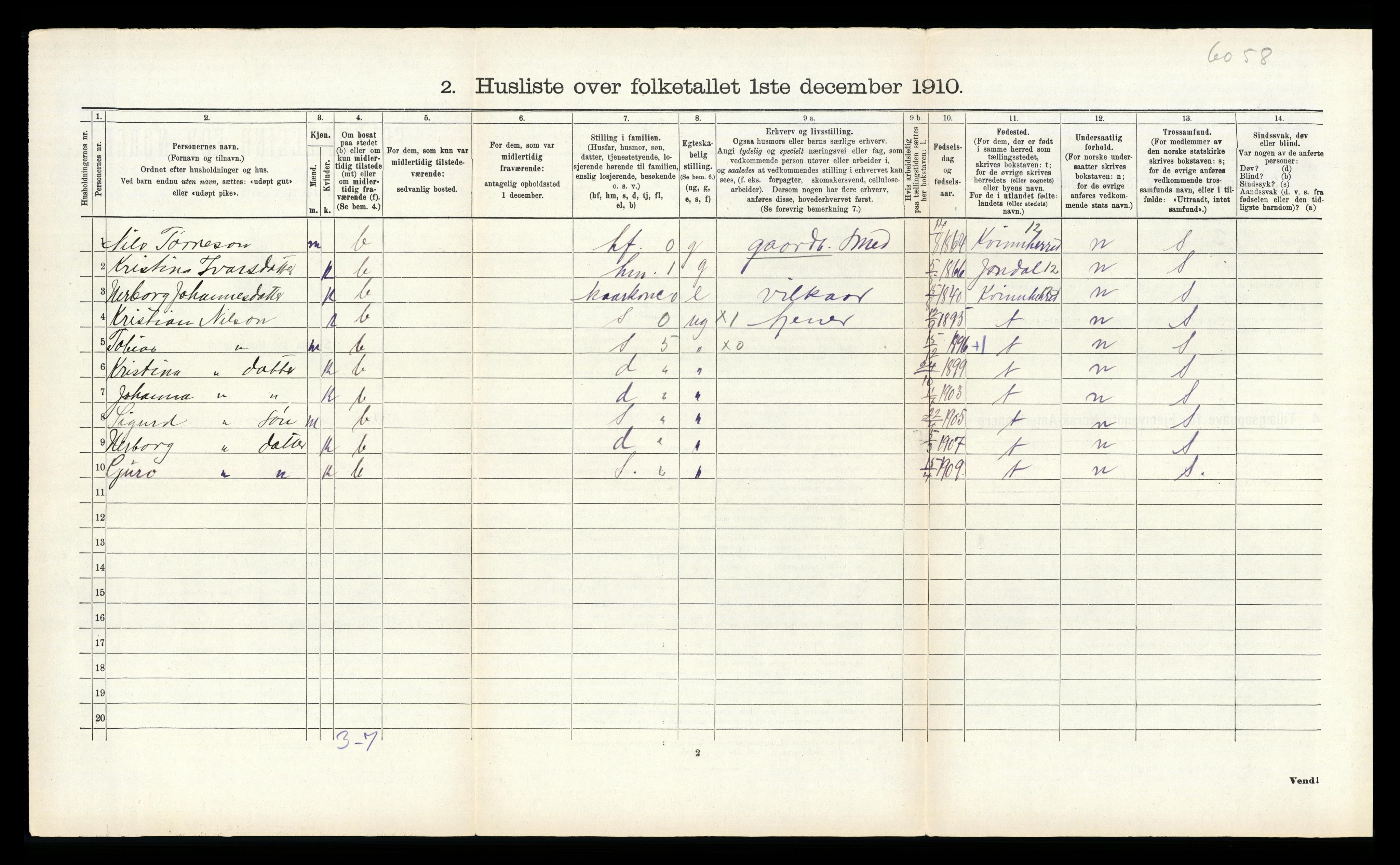 RA, Folketelling 1910 for 1226 Strandebarm herred, 1910, s. 579