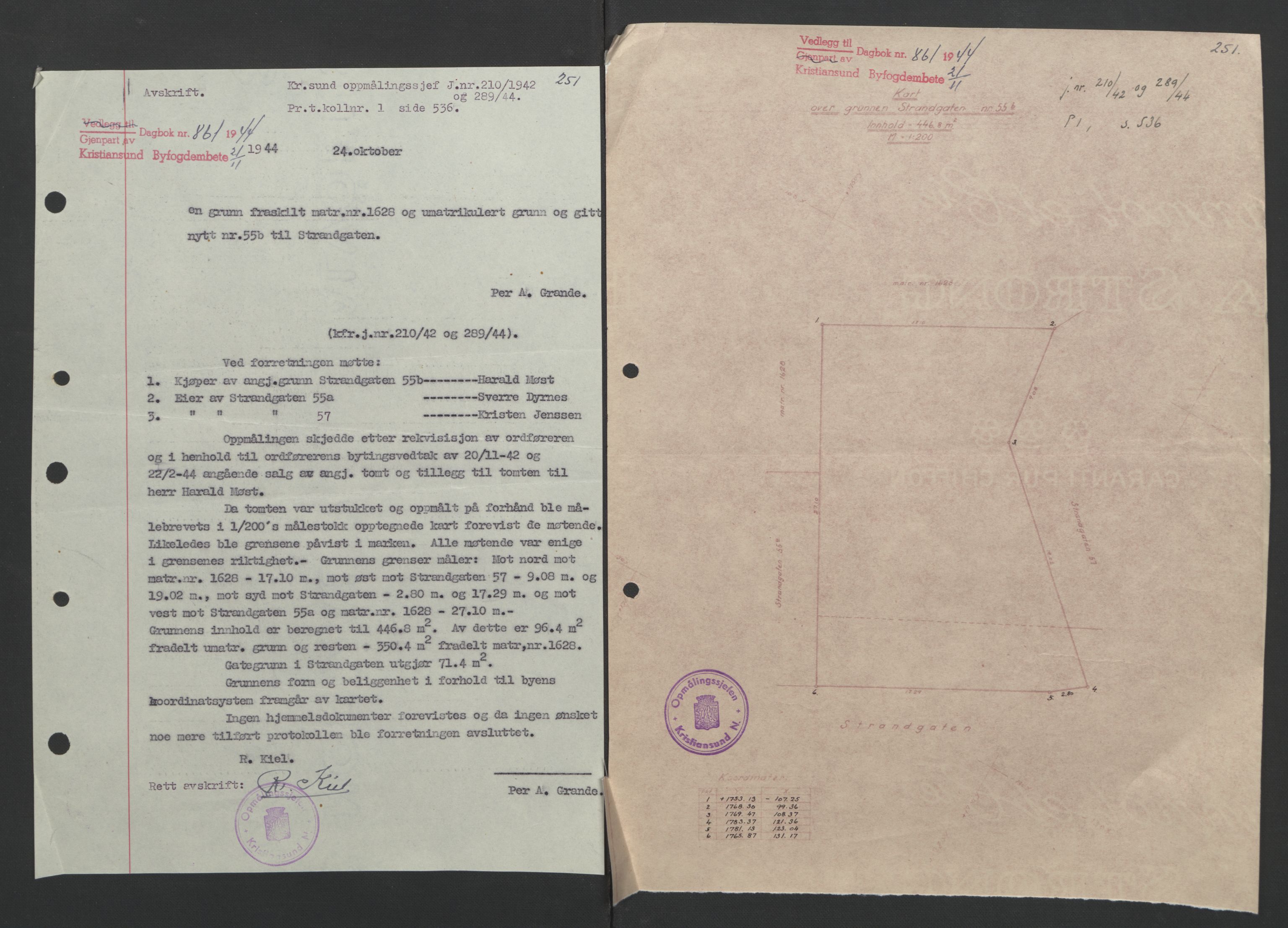 Kristiansund byfogd, AV/SAT-A-4587/A/27: Pantebok nr. 37, 1942-1945, Dagboknr: 861/1944