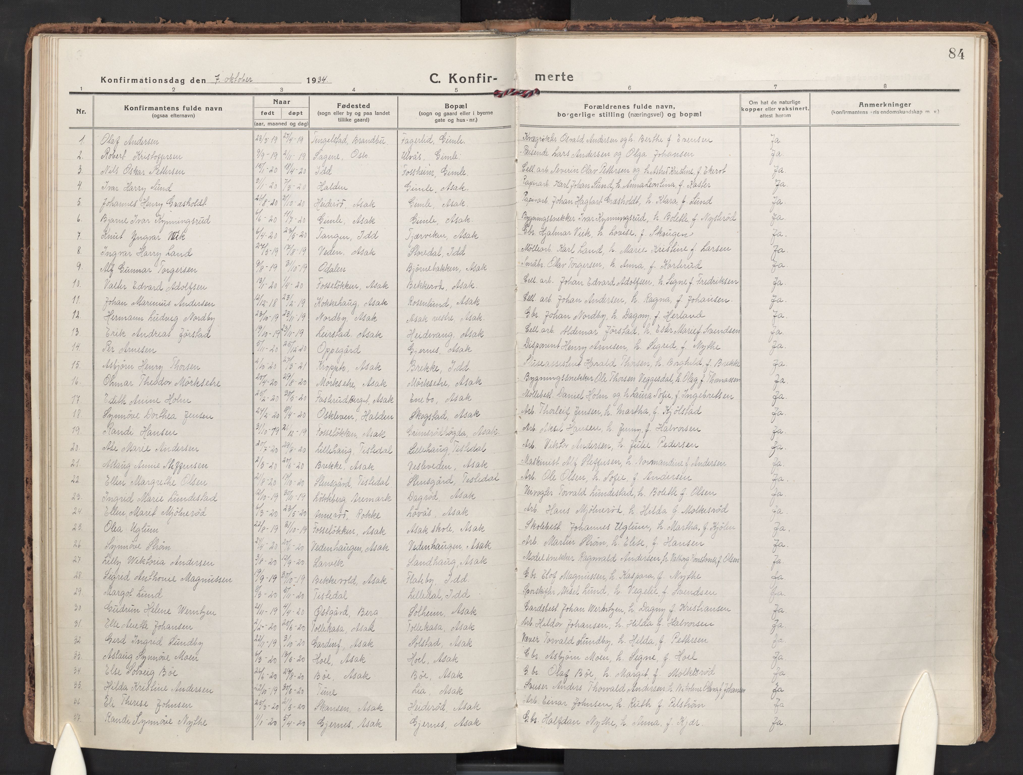 Berg prestekontor Kirkebøker, AV/SAO-A-10902/F/Fb/L0004: Ministerialbok nr. II 4, 1919-1935, s. 84