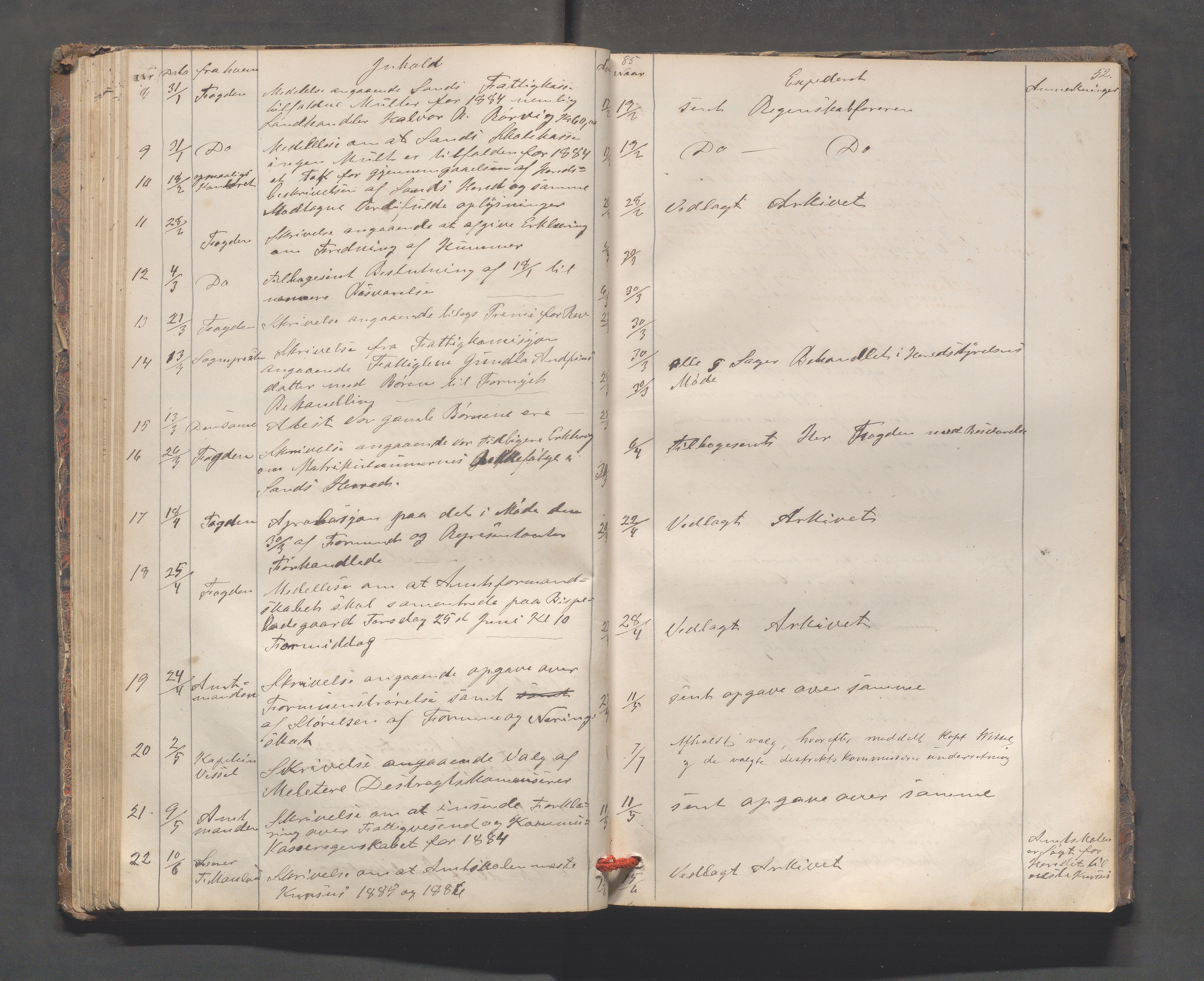 Sand kommune - Formannskapet, IKAR/K-102092/C/Ca/L0001: Brevjournal, 1859-1902, s. 52