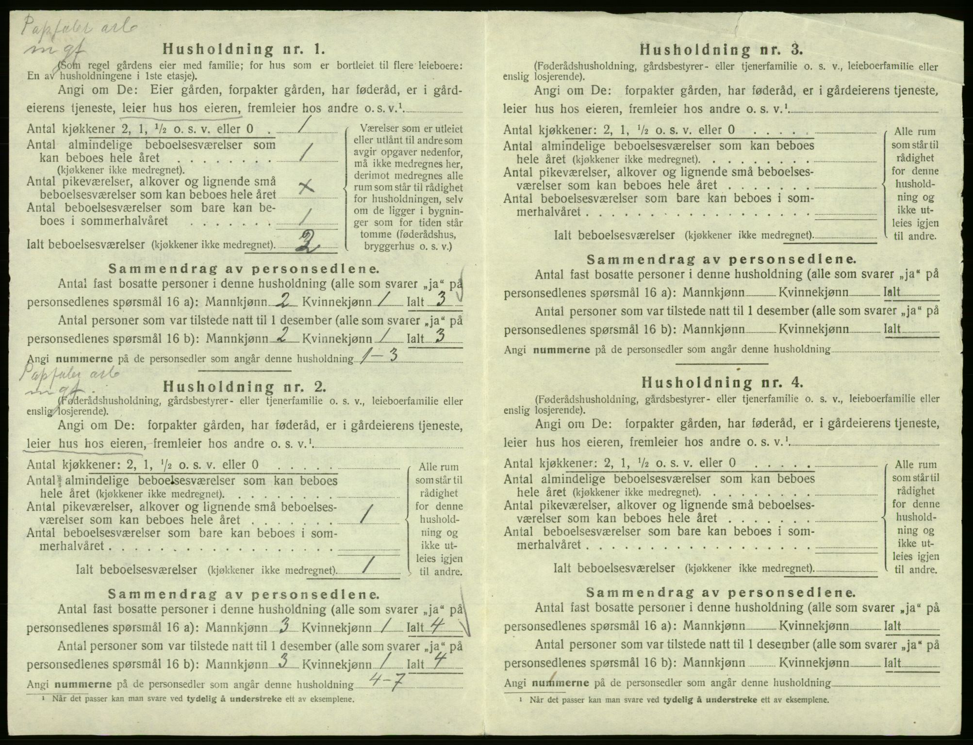 SAB, Folketelling 1920 for 1240 Strandvik herred, 1920, s. 443