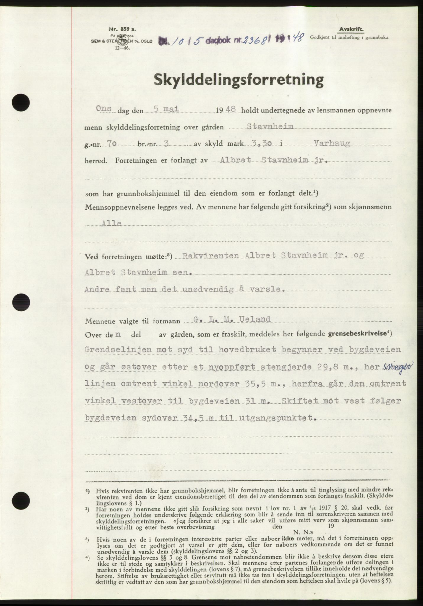Jæren sorenskriveri, SAST/A-100310/03/G/Gba/L0099: Pantebok, 1948-1948, Dagboknr: 2368/1948