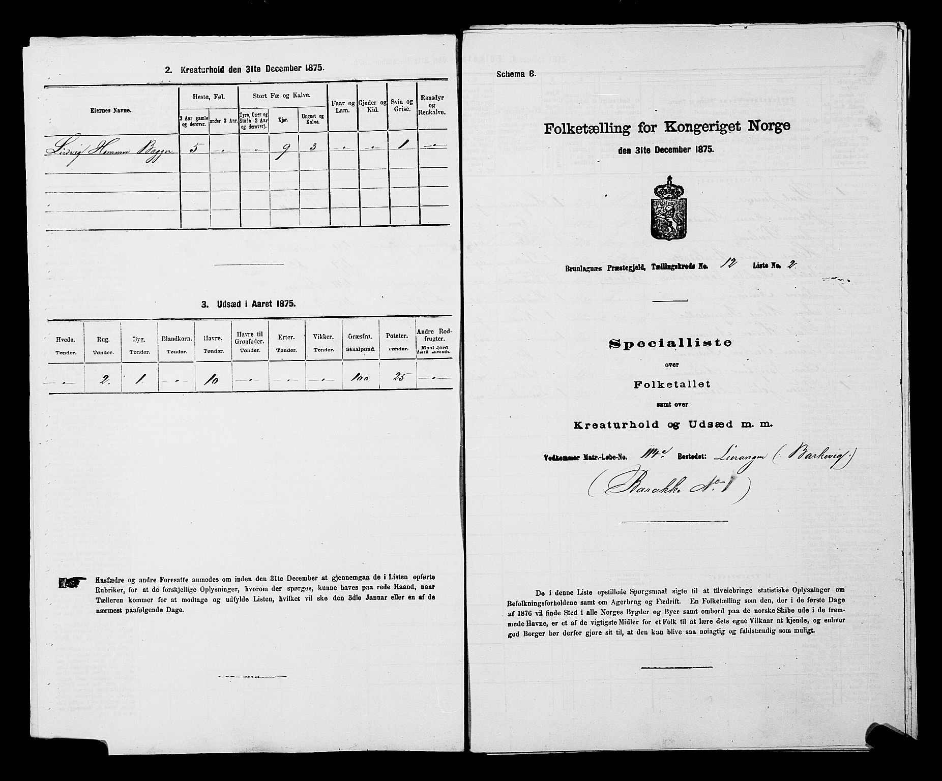 SAKO, Folketelling 1875 for 0726P Brunlanes prestegjeld, 1875, s. 1560