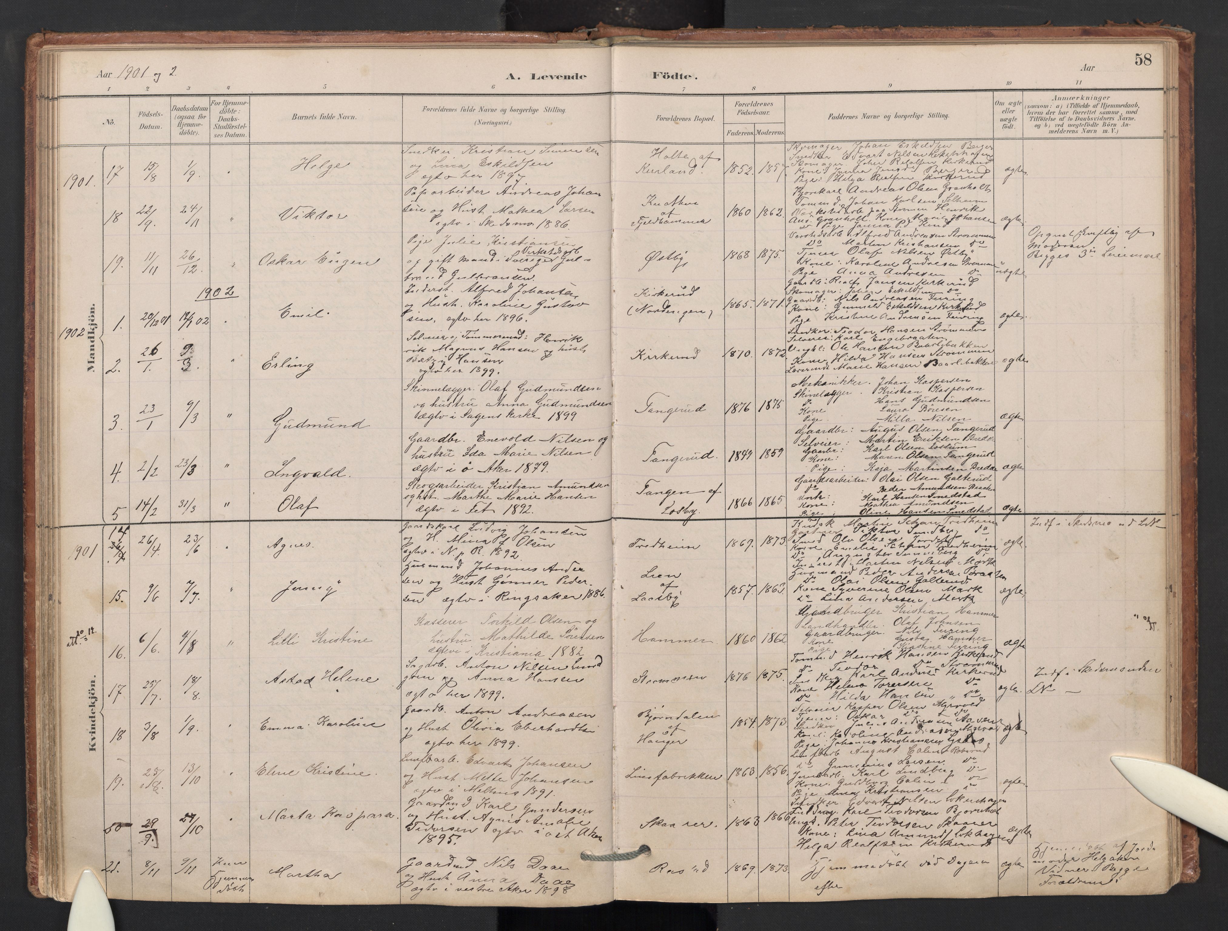 Skedsmo prestekontor Kirkebøker, AV/SAO-A-10033a/G/Gb/L0001: Klokkerbok nr. II 1, 1883-1903, s. 58