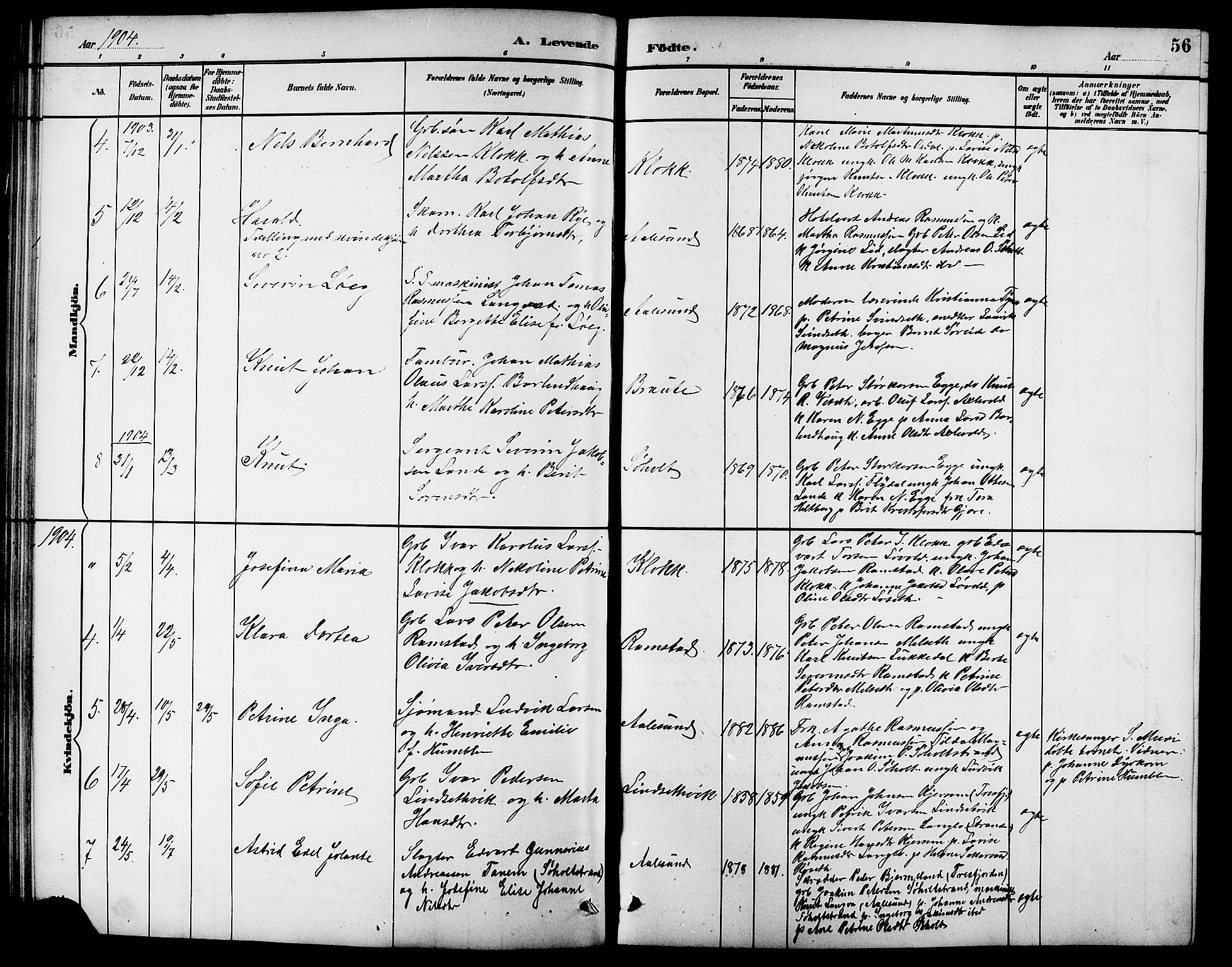 Ministerialprotokoller, klokkerbøker og fødselsregistre - Møre og Romsdal, AV/SAT-A-1454/522/L0327: Klokkerbok nr. 522C06, 1890-1915, s. 56