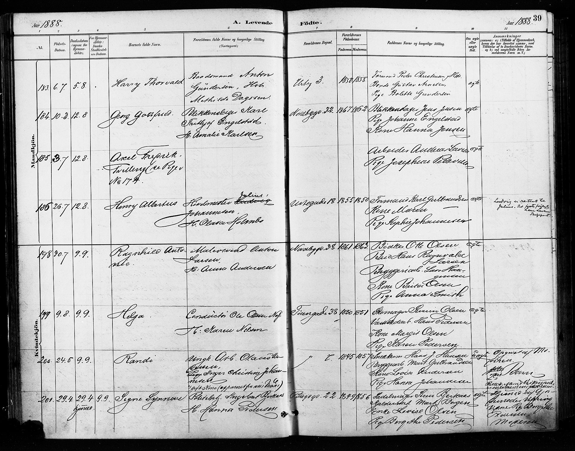 Grønland prestekontor Kirkebøker, SAO/A-10848/F/Fa/L0009: Ministerialbok nr. 9, 1888-1893, s. 39