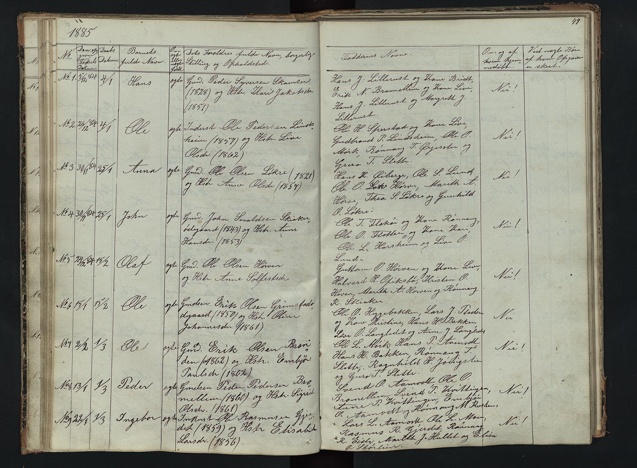 Skjåk prestekontor, AV/SAH-PREST-072/H/Ha/Hab/L0002: Klokkerbok nr. 2, 1867-1894, s. 49