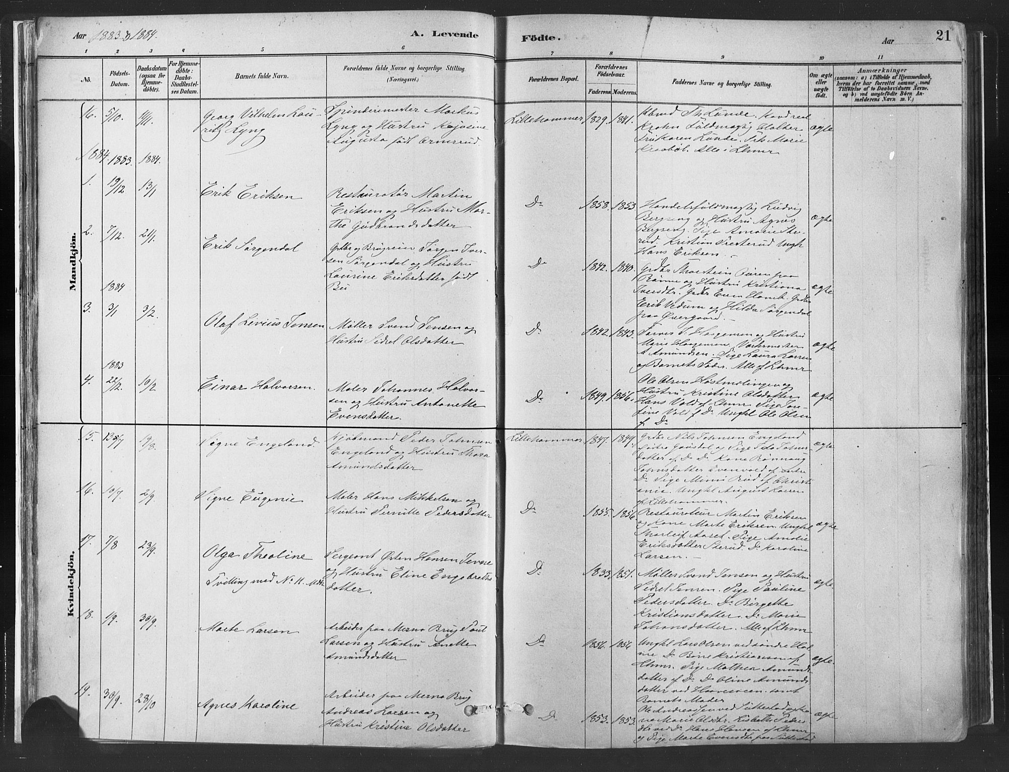 Fåberg prestekontor, AV/SAH-PREST-086/H/Ha/Haa/L0010: Ministerialbok nr. 10, 1879-1900, s. 21