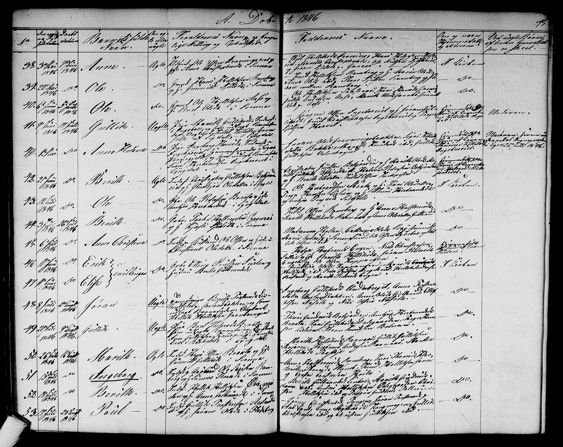 Flesberg kirkebøker, AV/SAKO-A-18/G/Ga/L0002: Klokkerbok nr. I 2, 1834-1860, s. 45