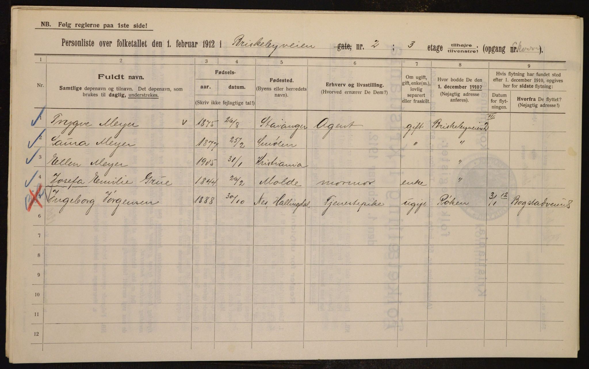 OBA, Kommunal folketelling 1.2.1912 for Kristiania, 1912, s. 9036