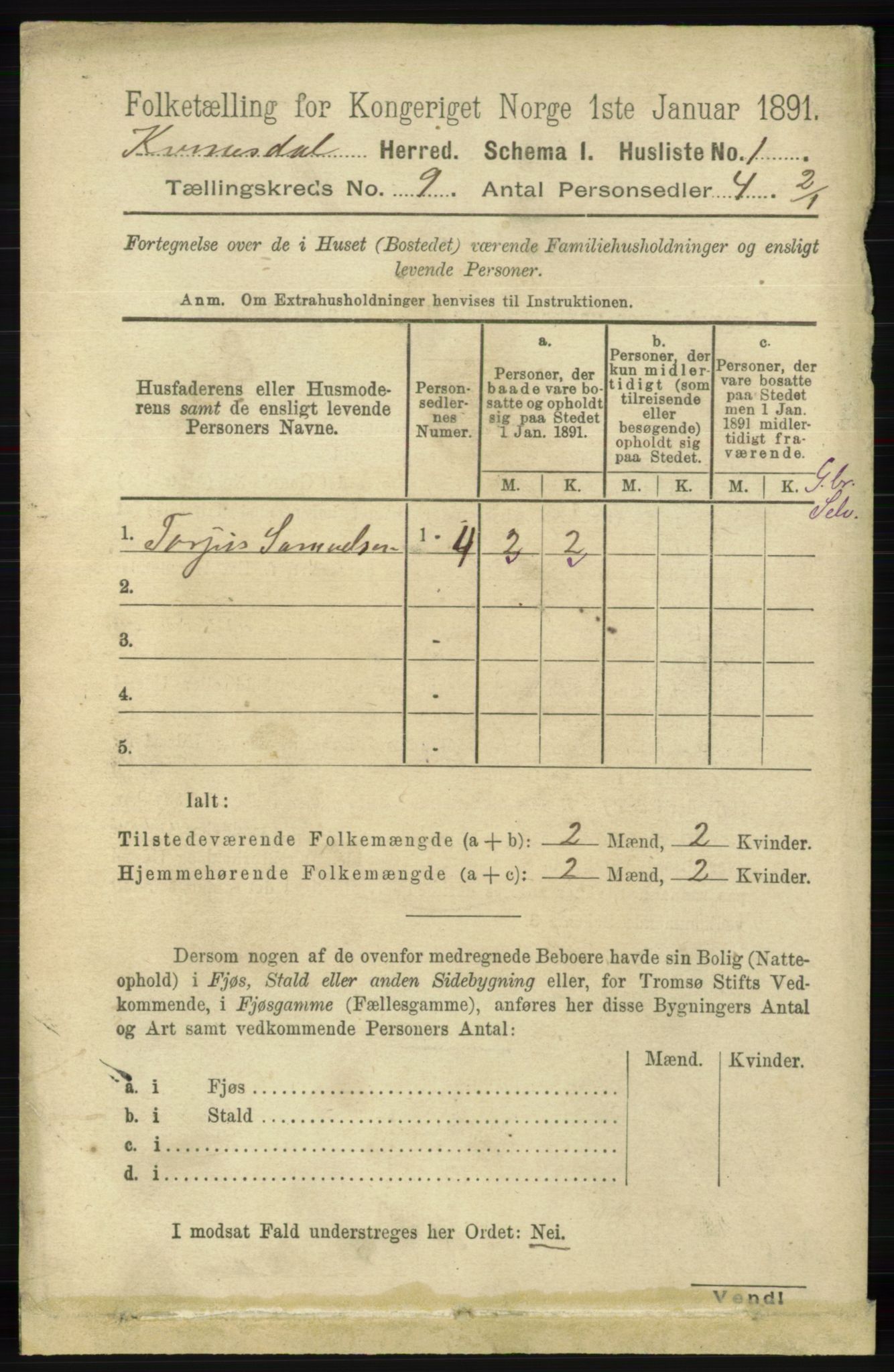 RA, Folketelling 1891 for 1037 Kvinesdal herred, 1891, s. 3209