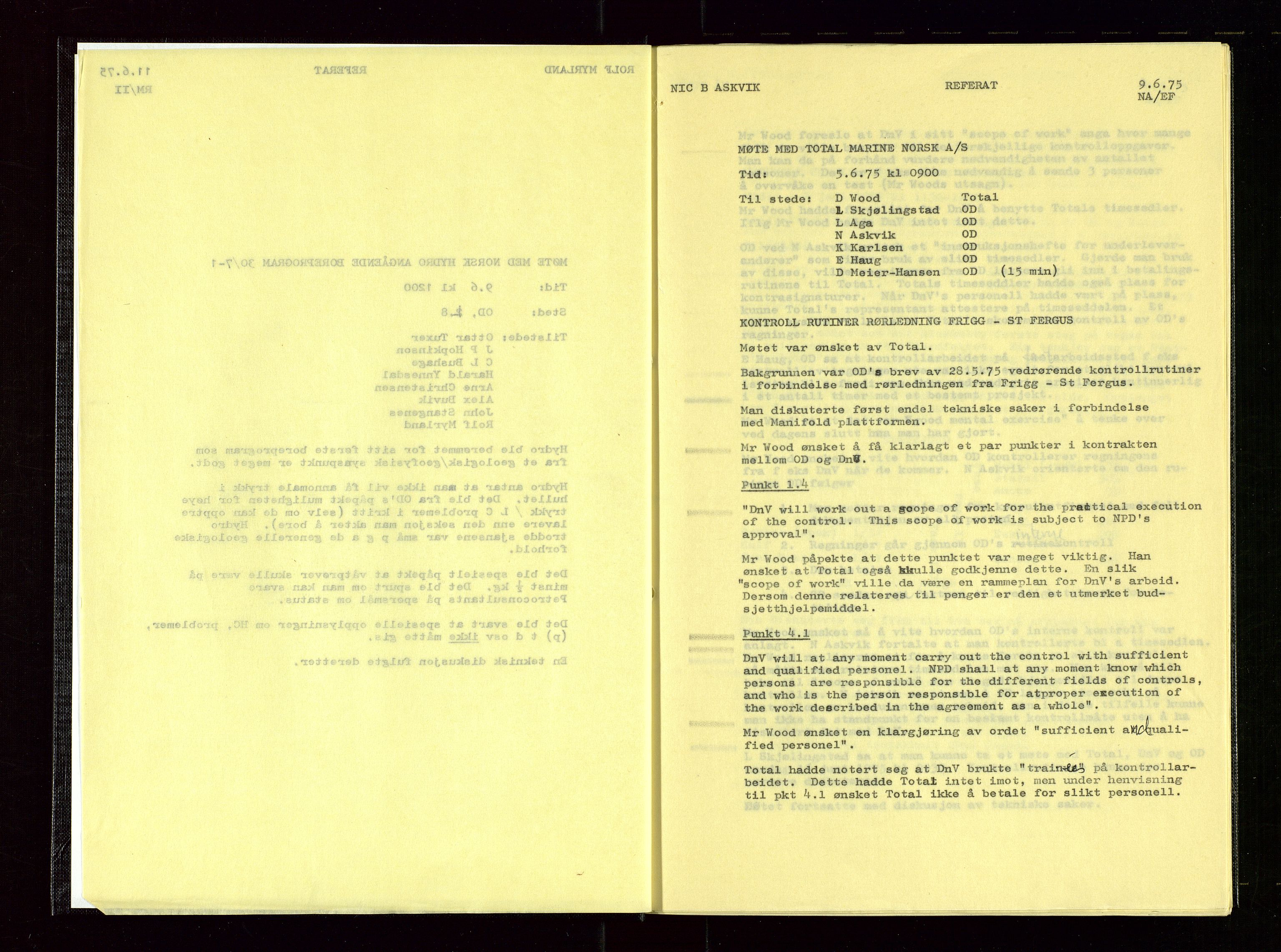 Oljedirektoratet, AV/SAST-A-101366/Aa/L0004: Referatprotokoller, 1975