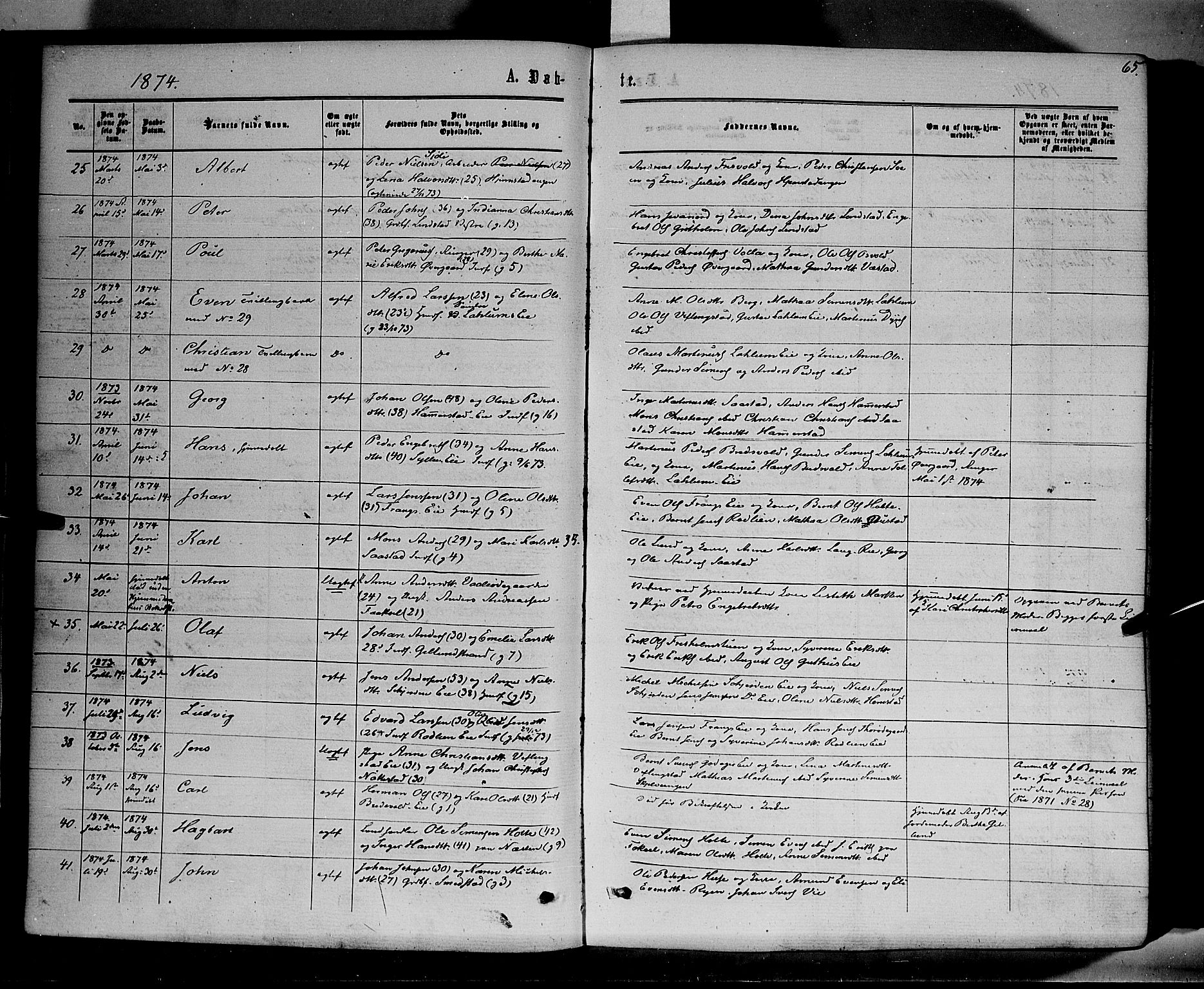 Stange prestekontor, SAH/PREST-002/K/L0013: Ministerialbok nr. 13, 1862-1879, s. 65